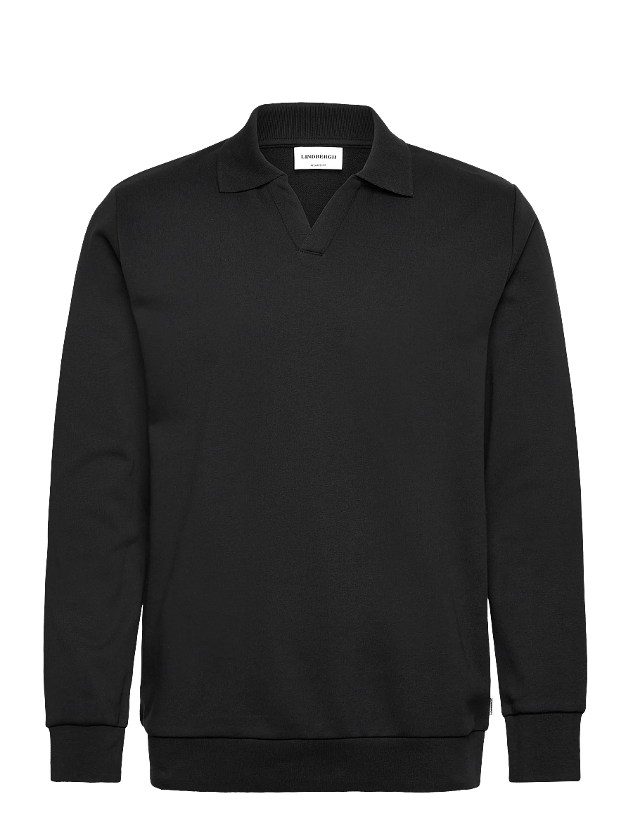 Lindbergh - Sweat v-neck polo L/S - polos à manches longues - black - 1