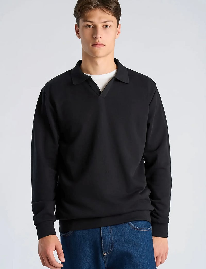 Lindbergh - Sweat v-neck polo L/S - langärmelig - black - 3