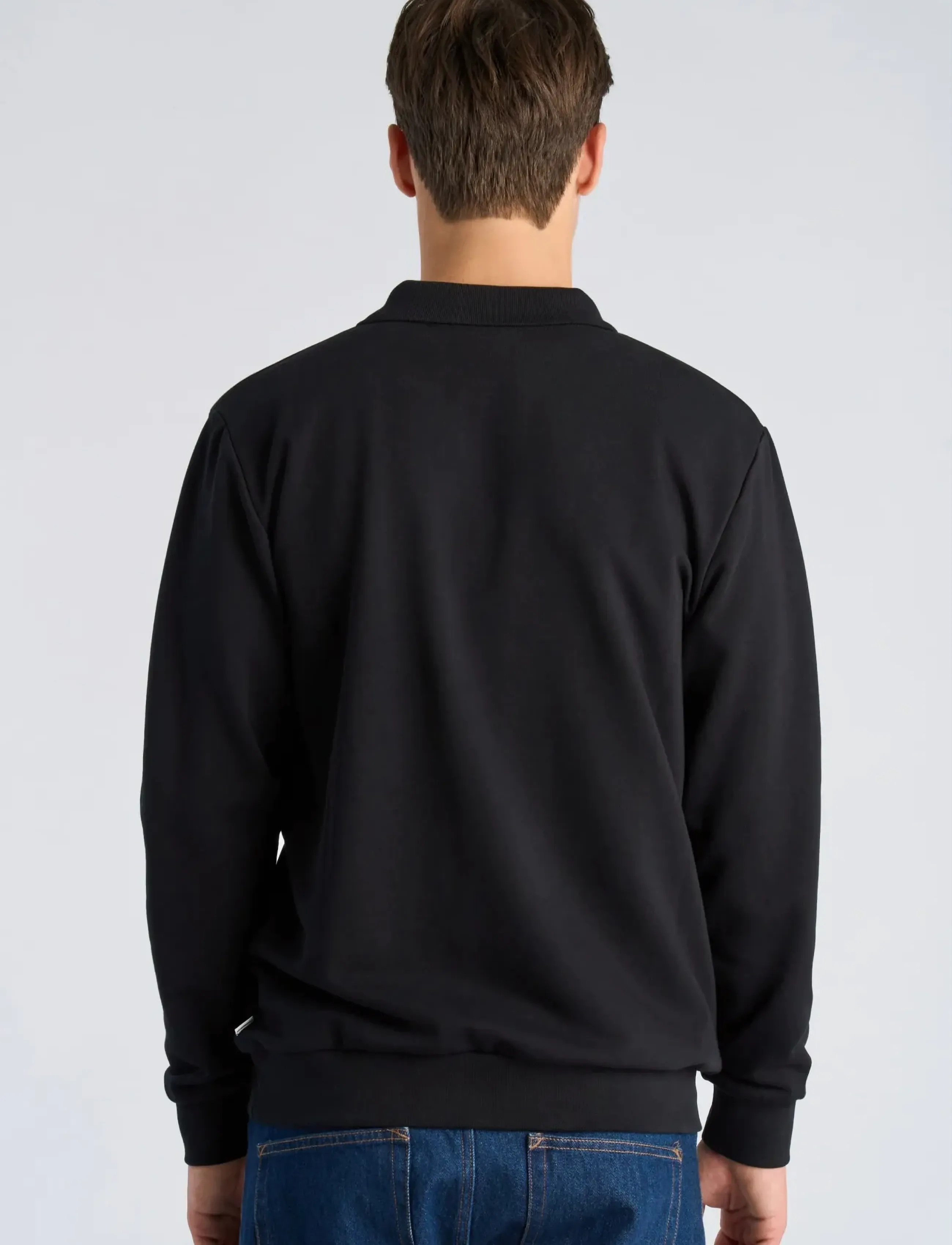 Lindbergh - Sweat v-neck polo L/S - lange mouwen - black - 4