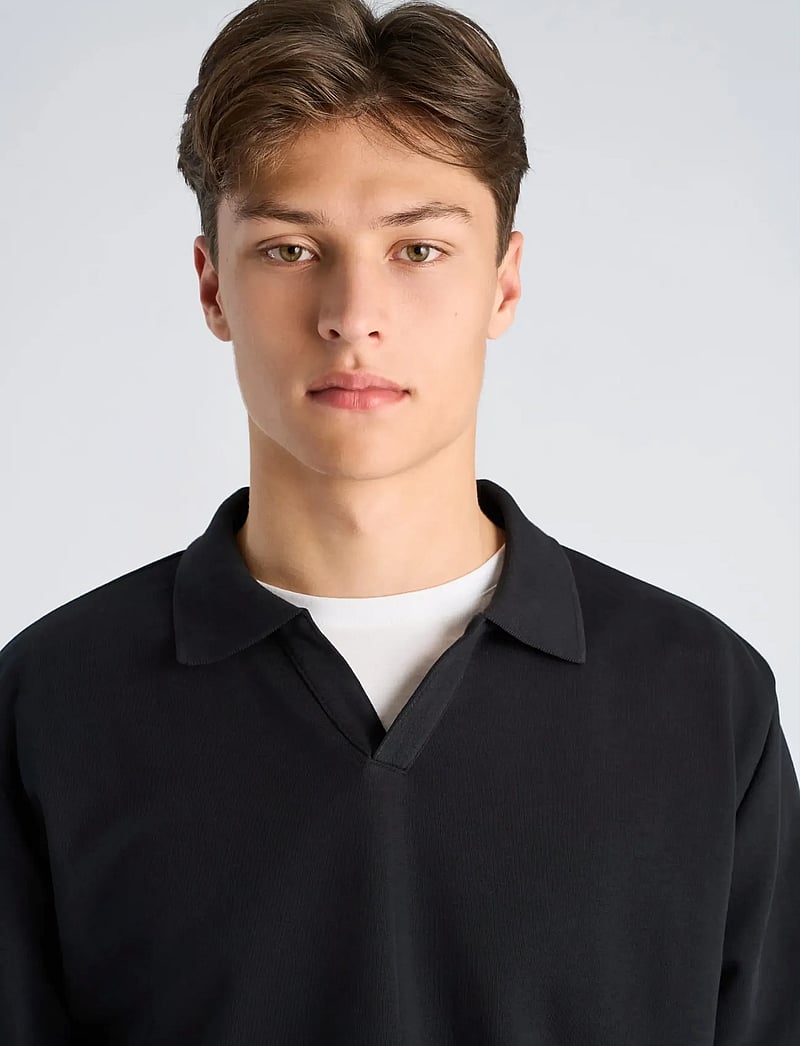 Lindbergh - Sweat v-neck polo L/S - langärmelig - black - 5