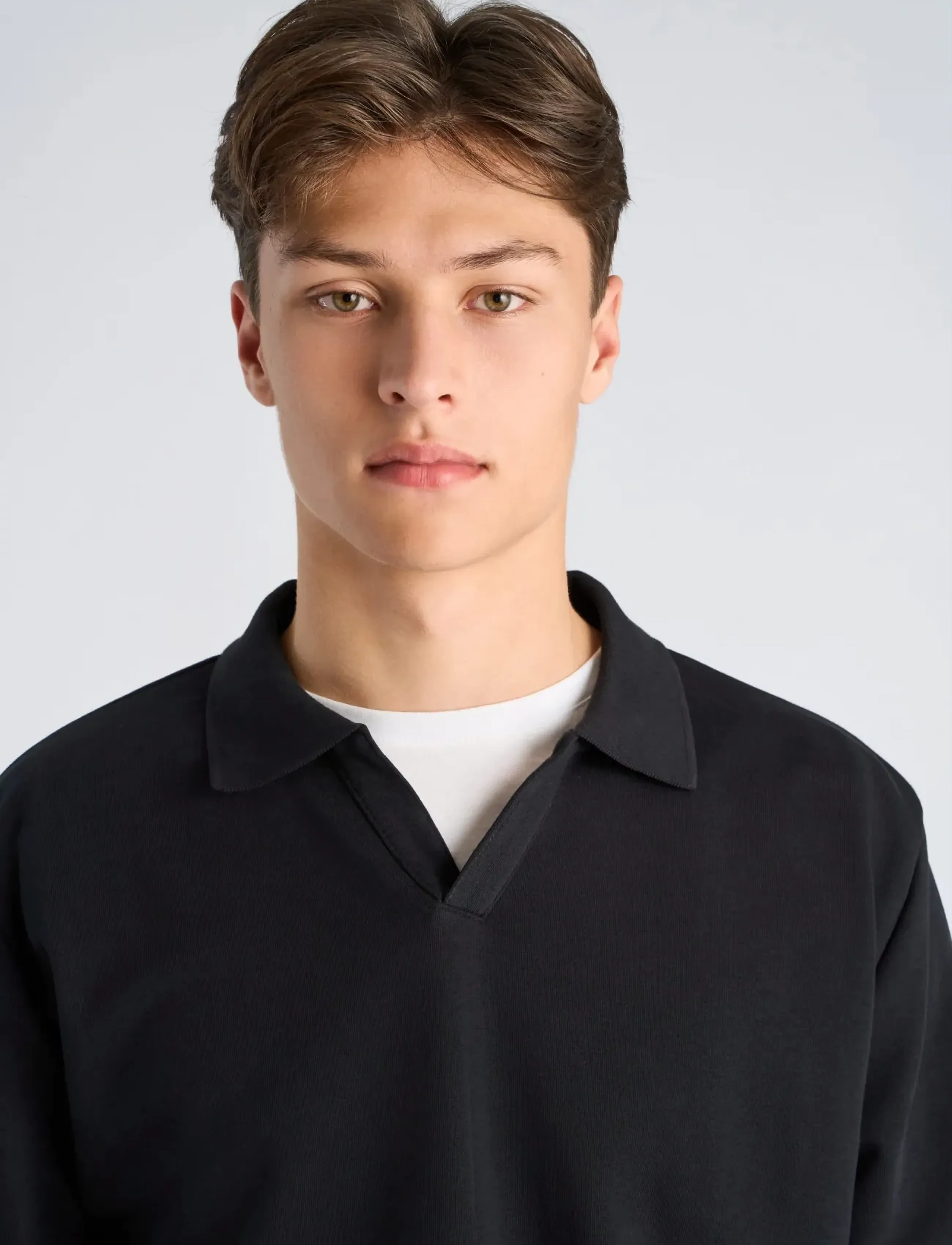 Lindbergh - Sweat v-neck polo L/S - lange mouwen - black - 5