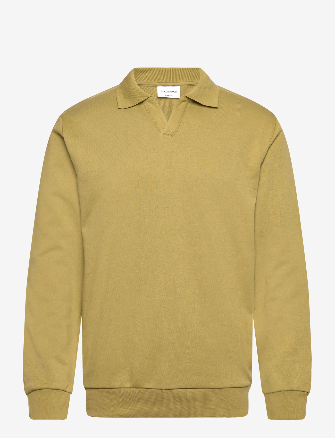 Lindbergh - Sweat v-neck polo L/S - langærmede poloer - green - 1