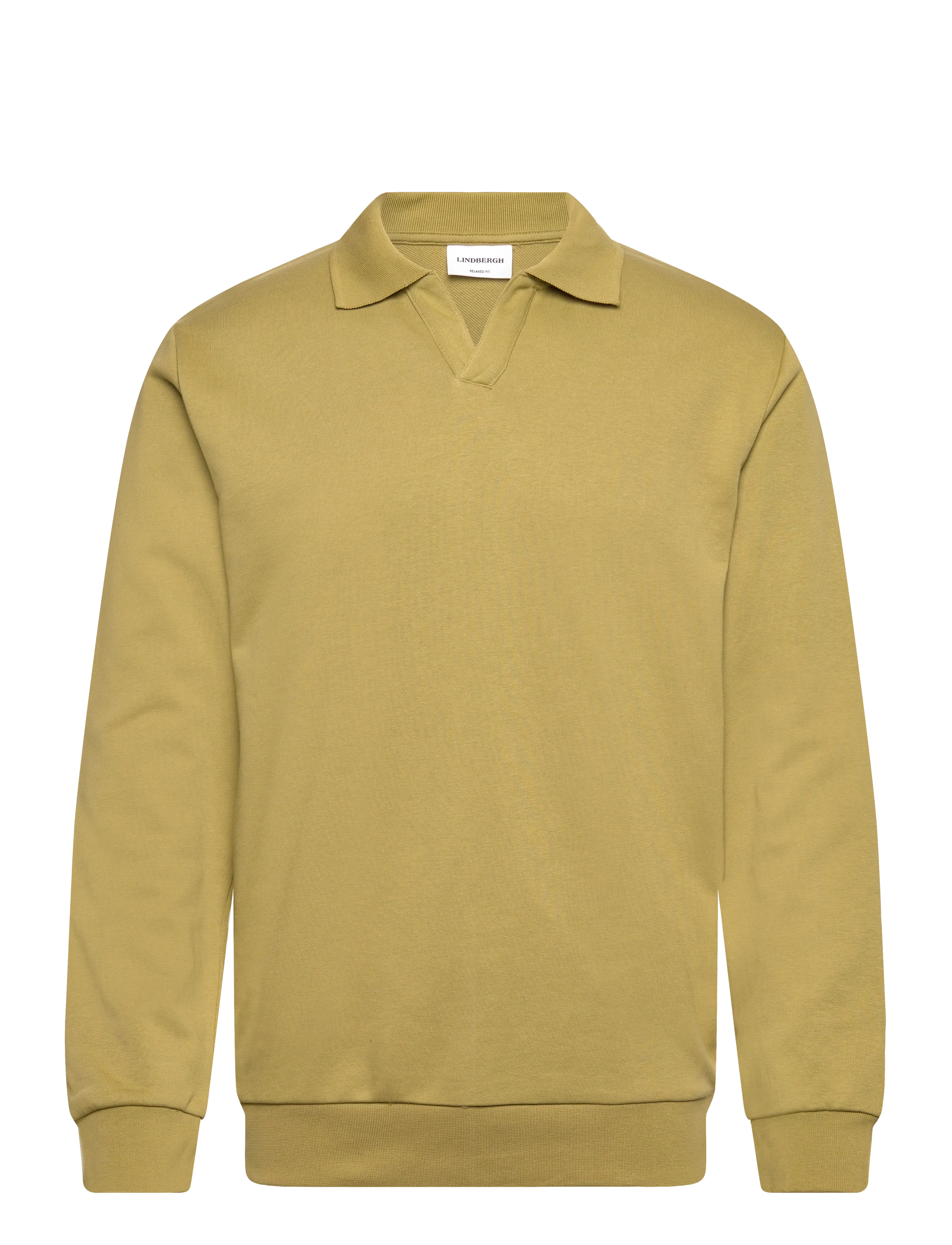 Lindbergh Sweat v-neck polo L/S - Poloer - GREEN / khaki/green