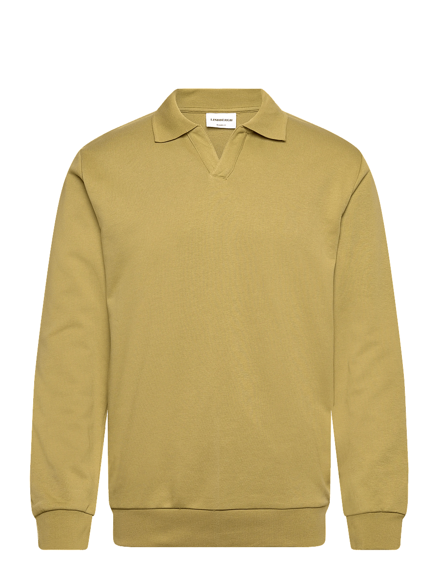 Lindbergh - Sweat v-neck polo L/S - langärmelig - green - 1