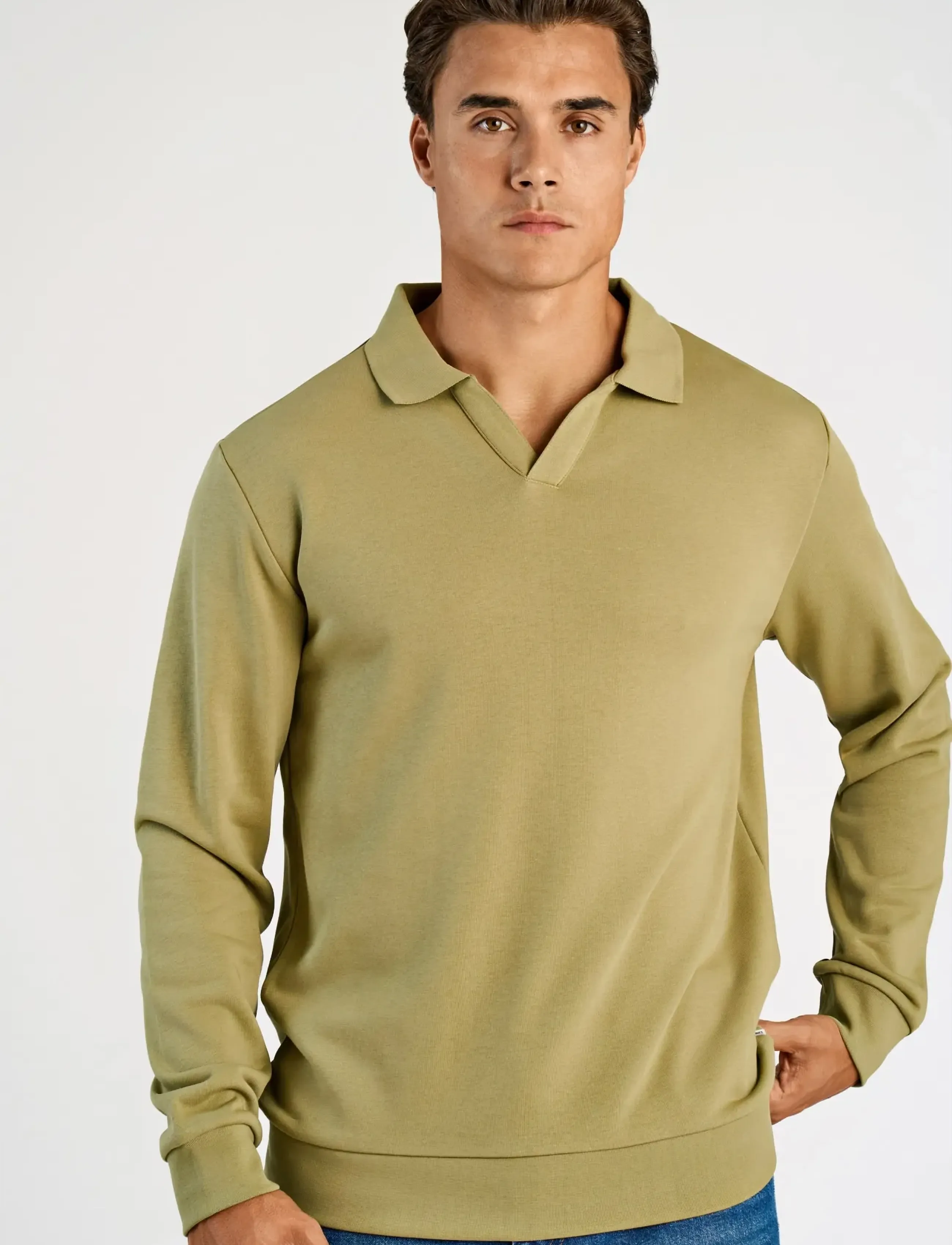Sweat V-Neck Polo L/S 2