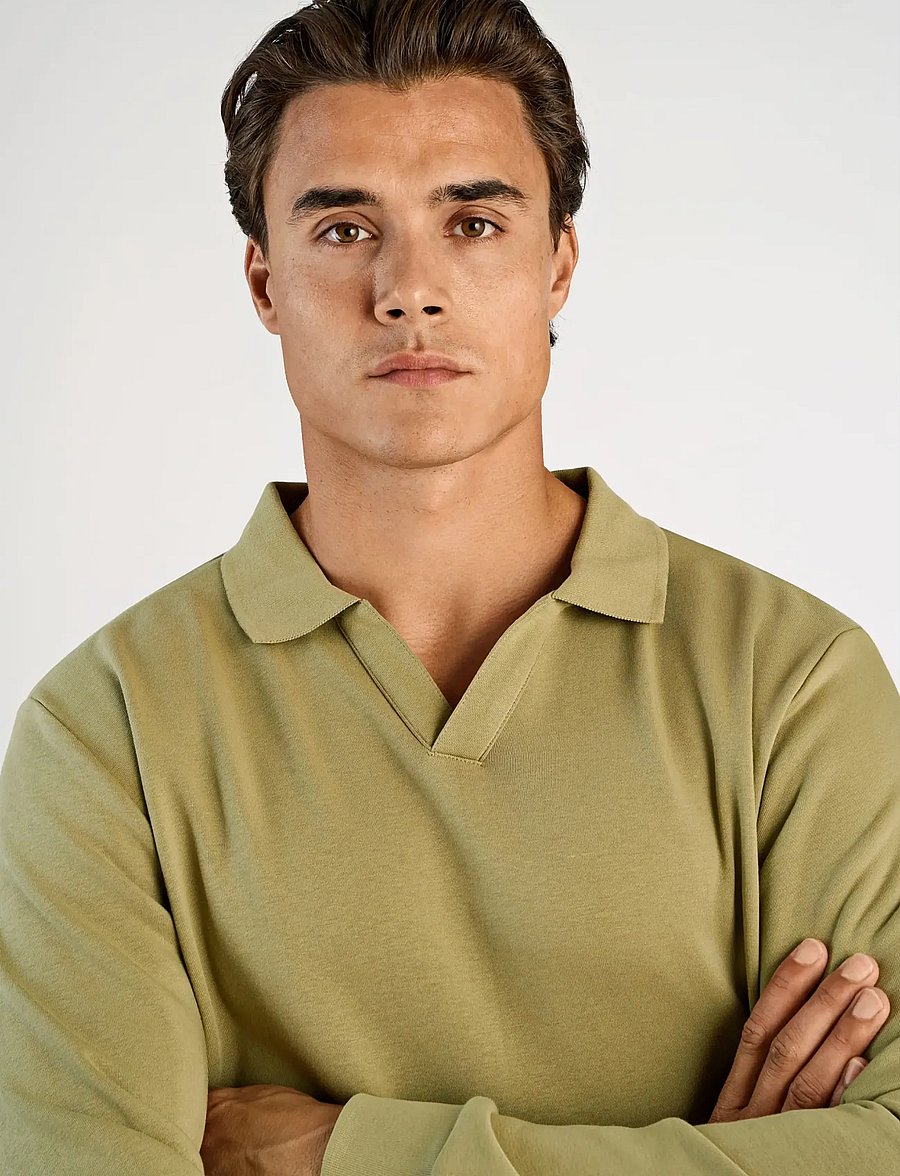 Lindbergh - Sweat v-neck polo L/S - langärmelig - green - 5
