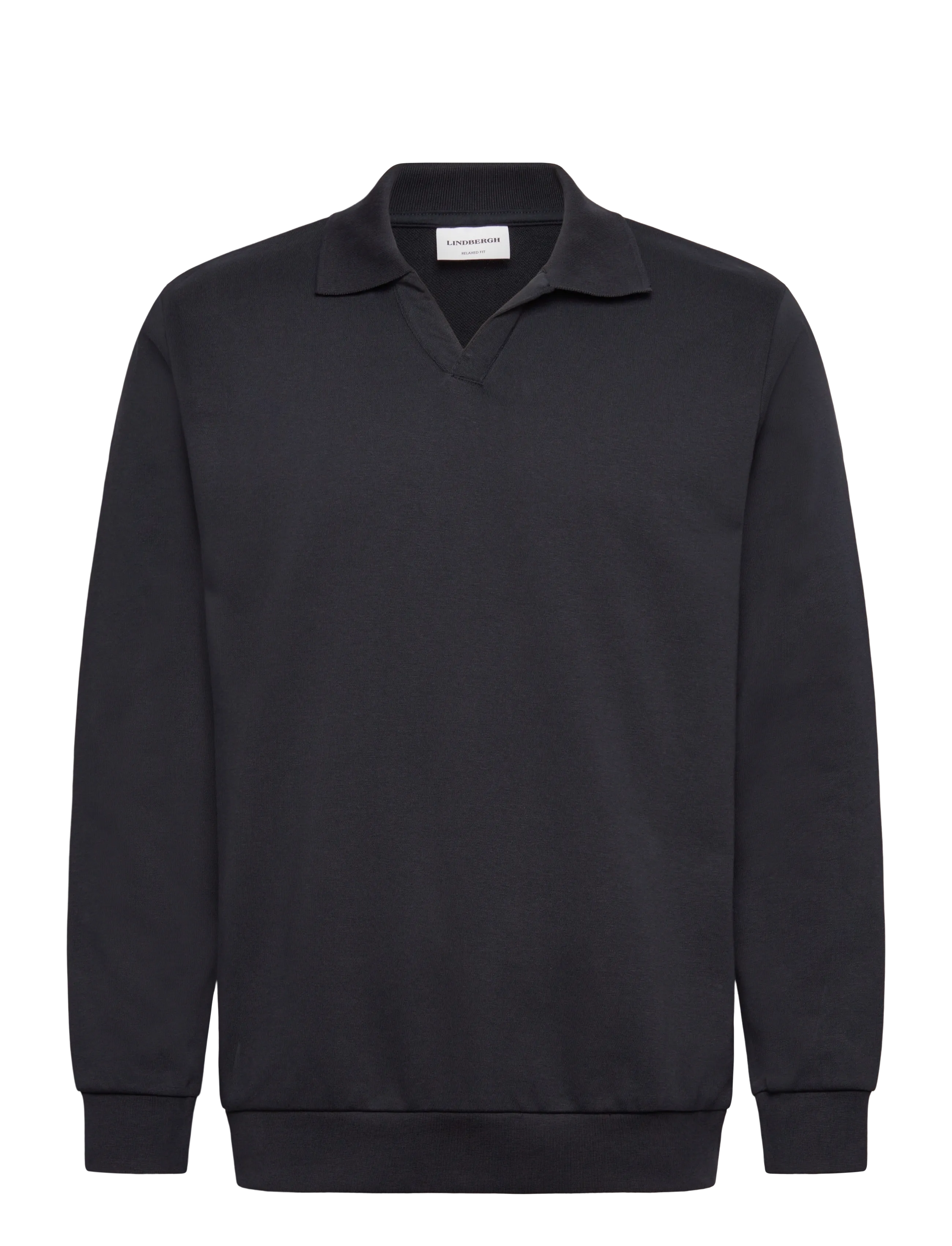 Lindbergh Sweat v-neck polo L/S - Pikeepaidat - NAVY / black