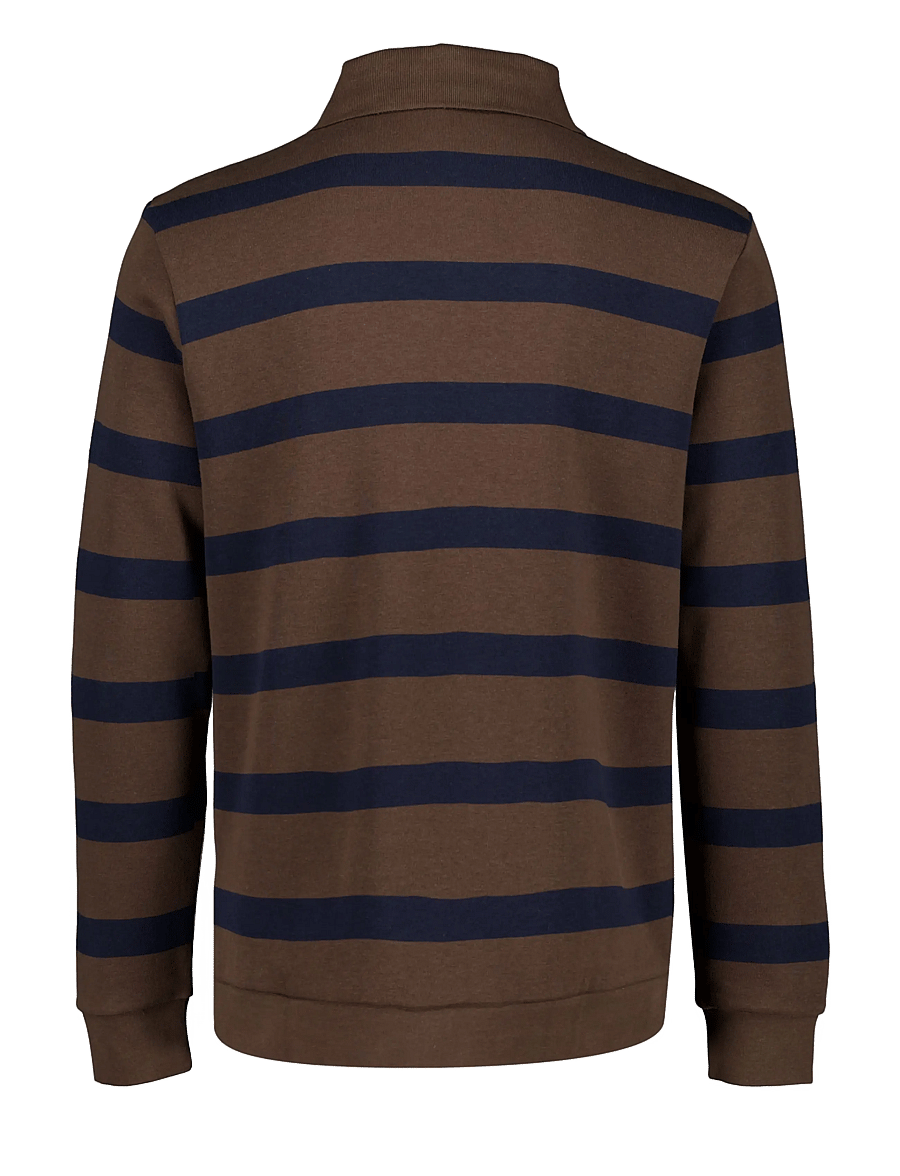 Lindbergh - Striped polo sweatshirt L/S - langärmelig - dk brown - 1