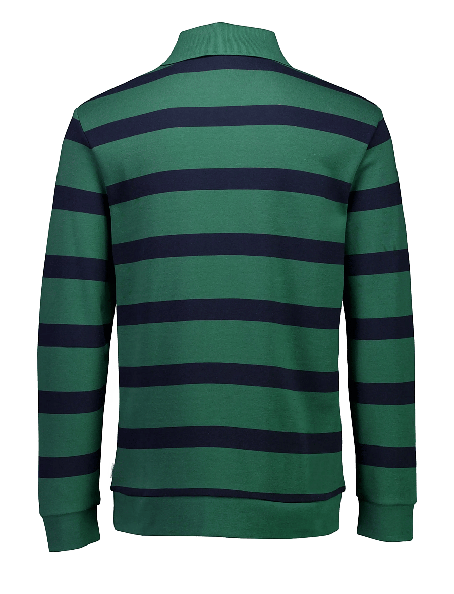 Lindbergh - Striped polo sweatshirt L/S - langärmelig - dk green - 2
