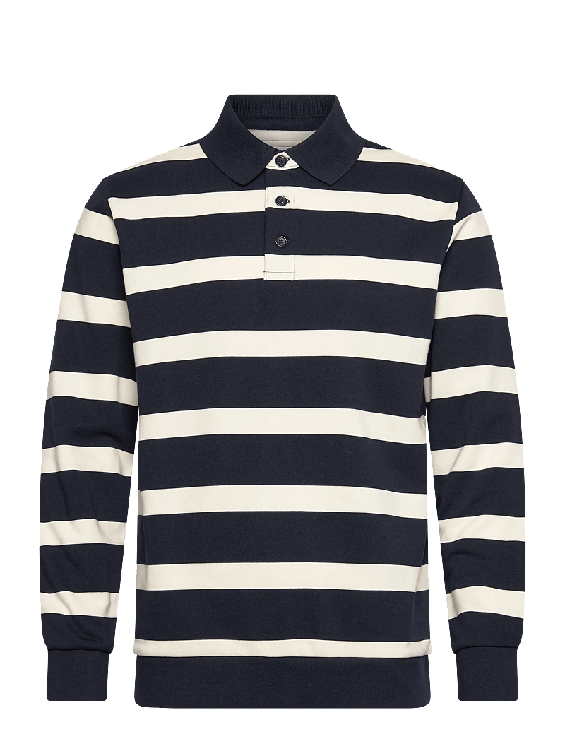 Lindbergh - Striped polo sweatshirt L/S - langärmelig - navy - 1