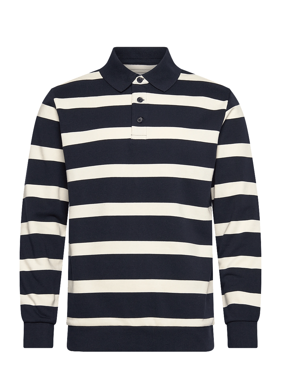 Lindbergh - Striped polo sweatshirt L/S - langärmelig - navy - 1