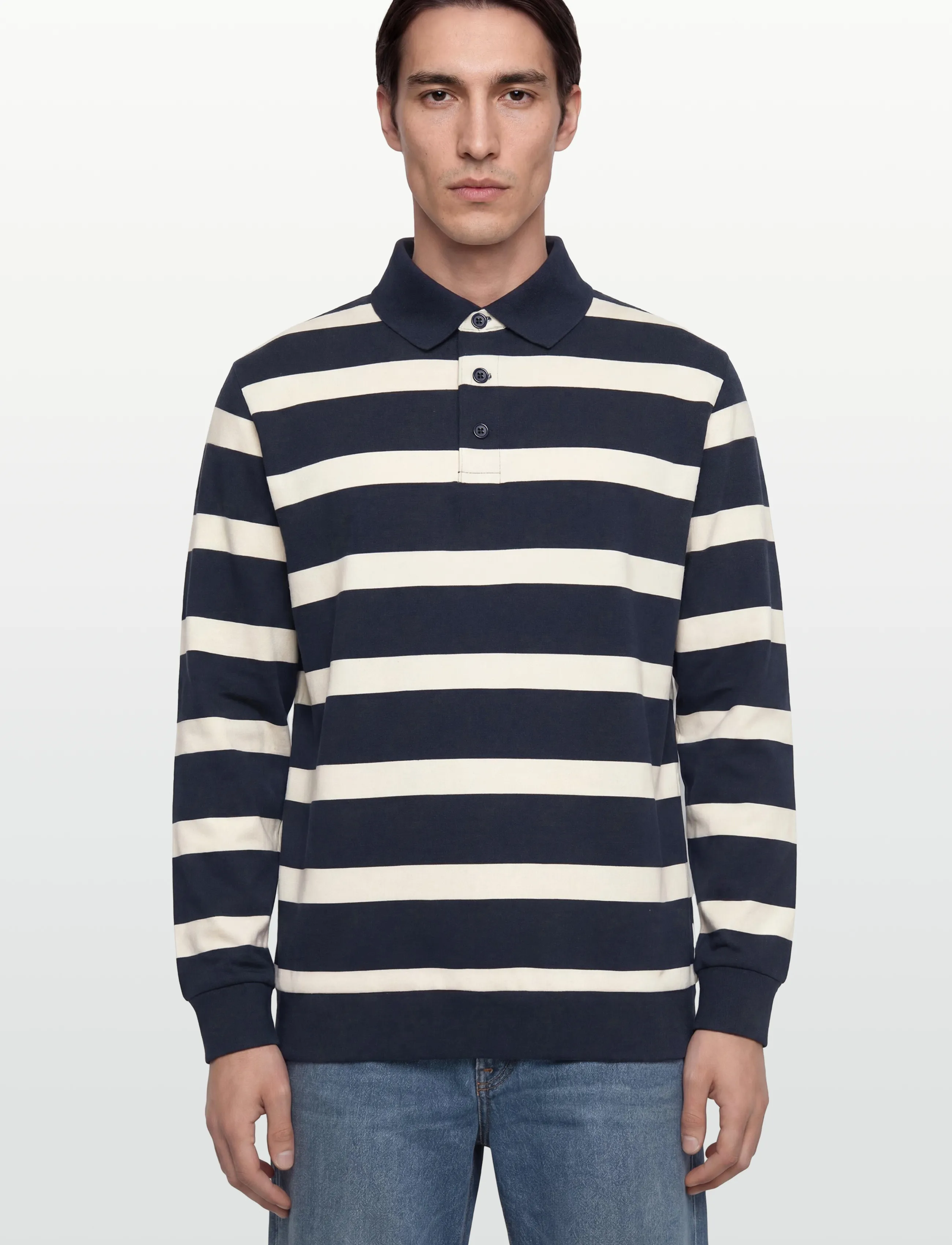 Lindbergh Striped Polo Sweatshirt L/S herr – bild 2