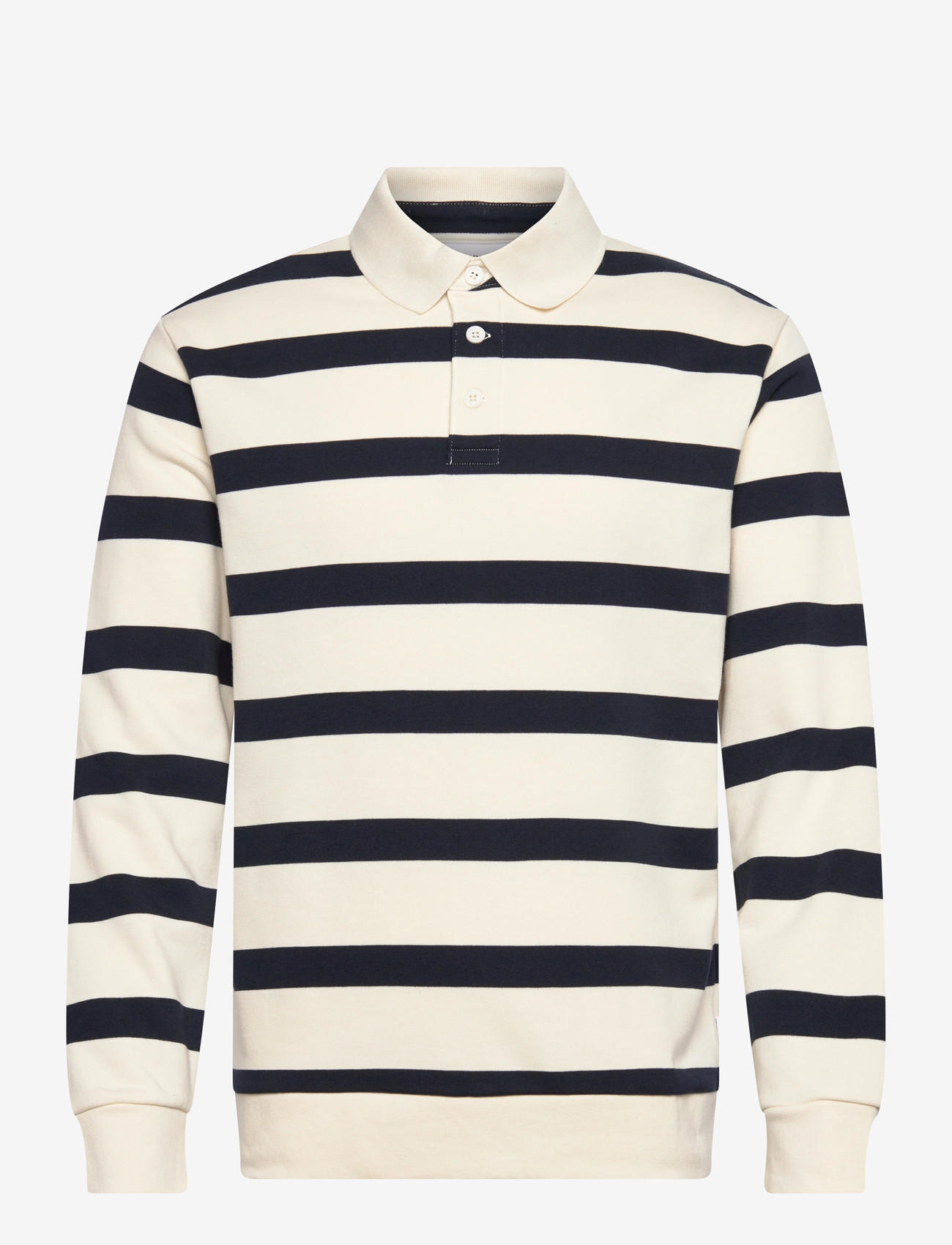 Lindbergh - Striped polo sweatshirt L/S - long-sleeved polos - pearl white - 0