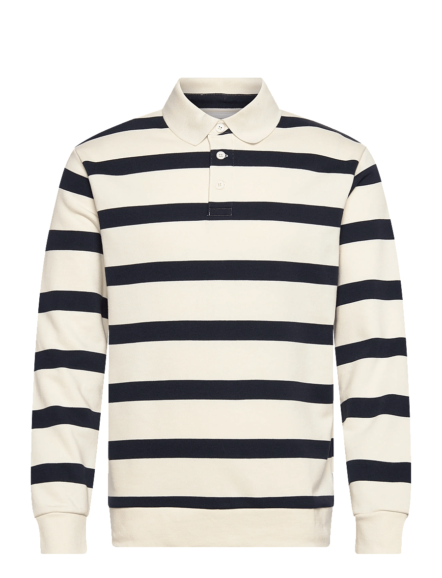 Lindbergh - Striped polo sweatshirt L/S - langärmelig - pearl white - 1