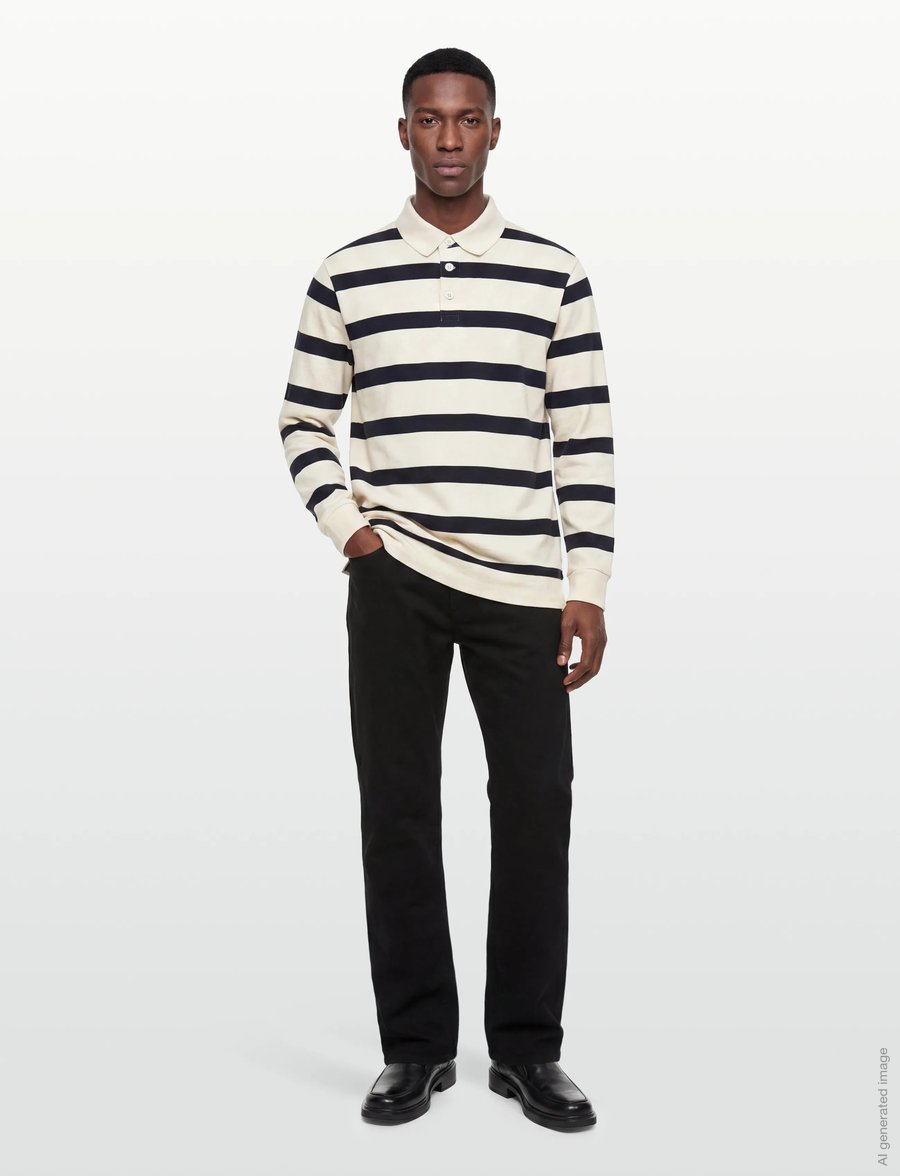 Lindbergh - Striped polo sweatshirt L/S - langärmelig - pearl white - 0