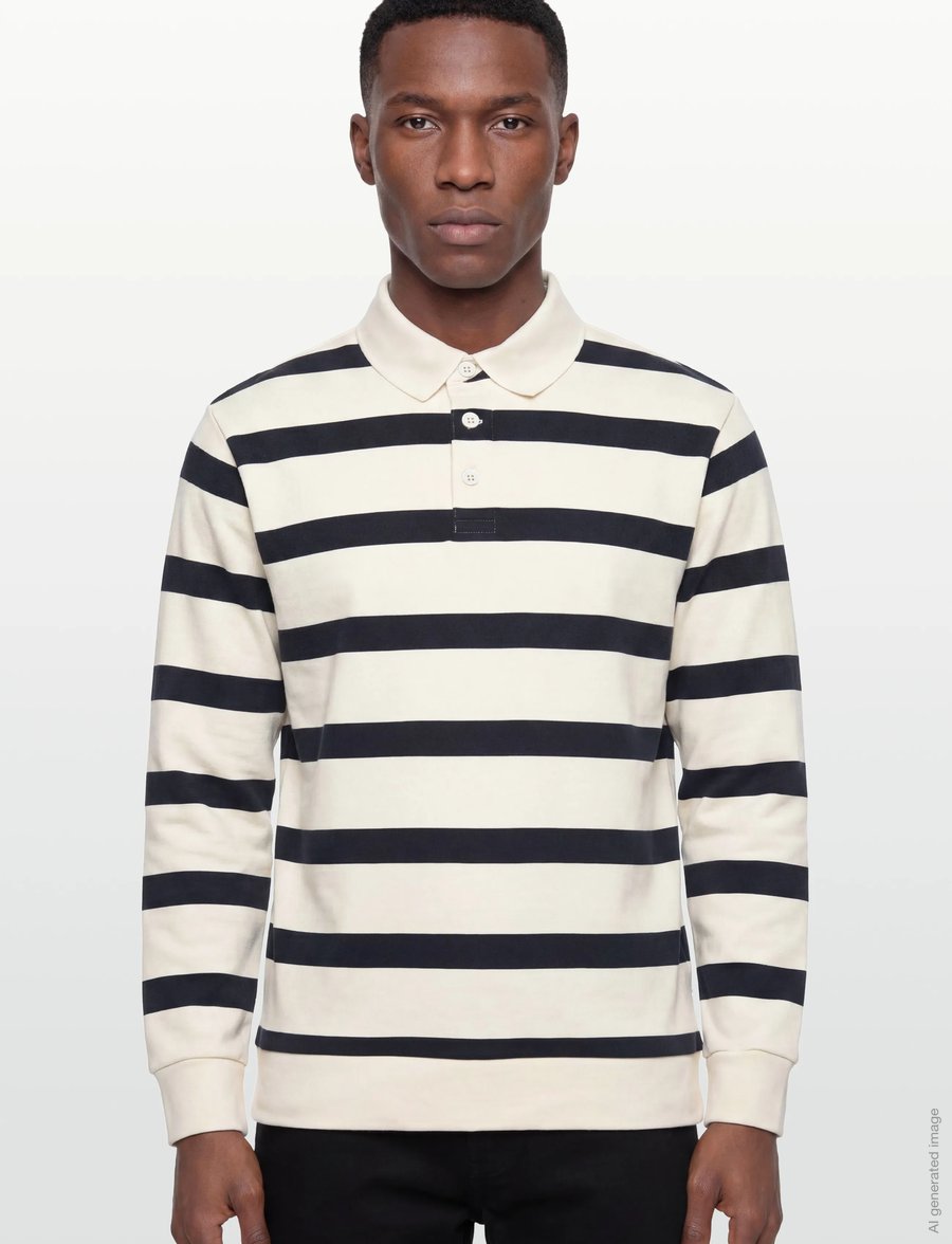 Lindbergh - Striped polo sweatshirt L/S - langärmelig - pearl white - 3