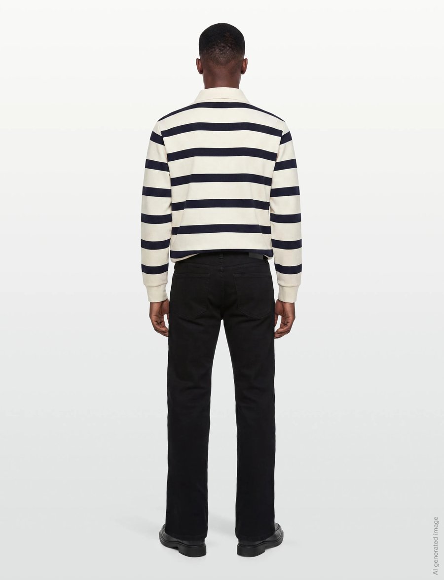 Lindbergh - Striped polo sweatshirt L/S - langärmelig - pearl white - 4
