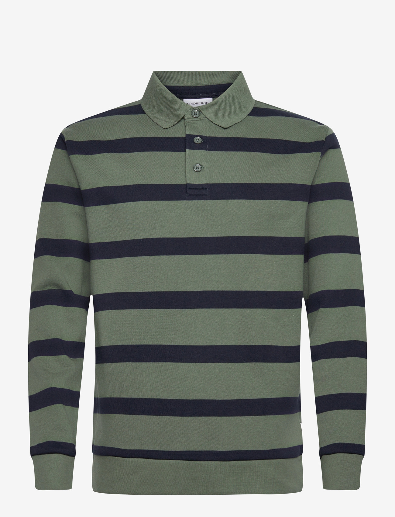 Lindbergh - Striped polo sweatshirt L/S - langærmede poloer - pine green - 1