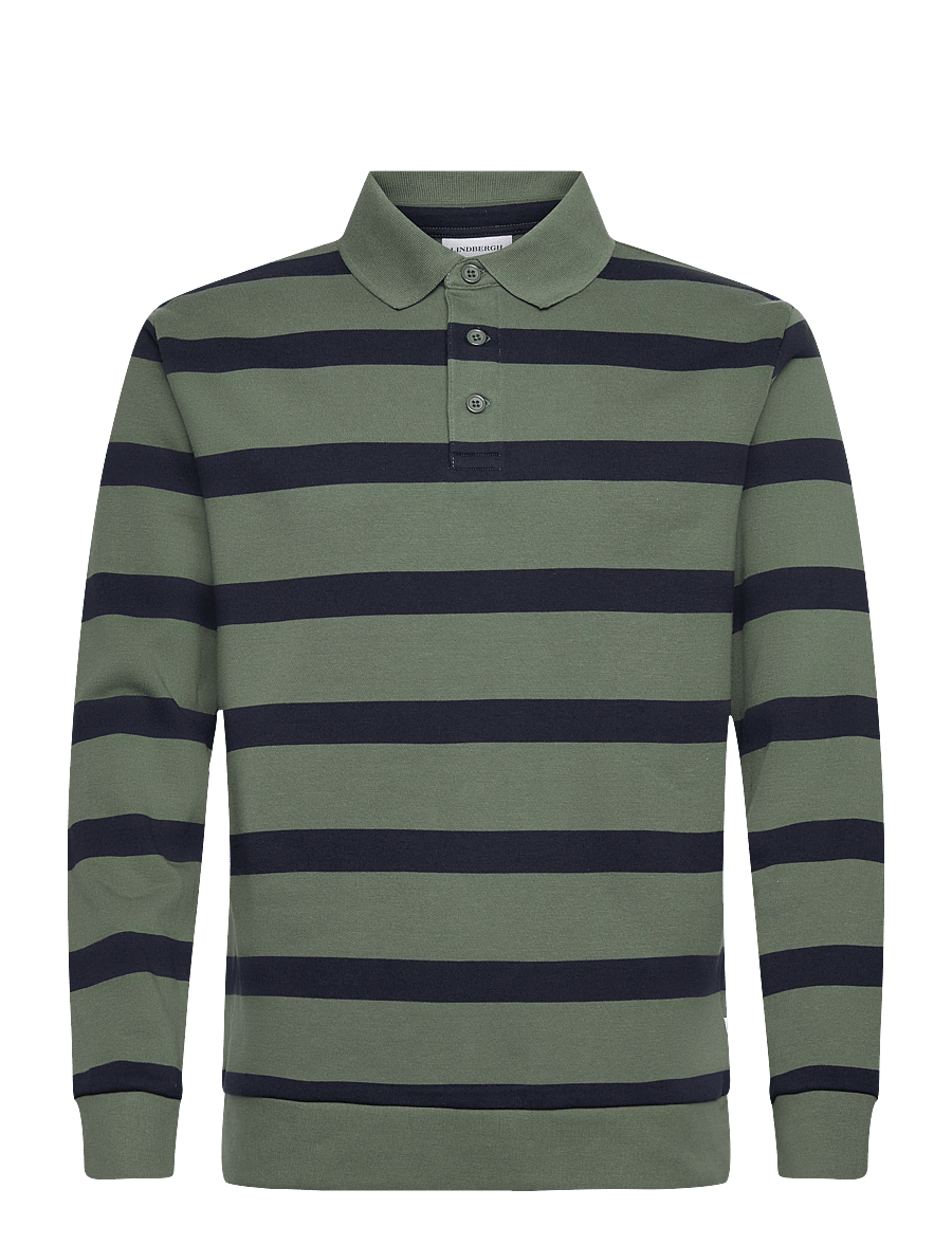 Lindbergh - Striped polo sweatshirt L/S - langärmelig - pine green - 1