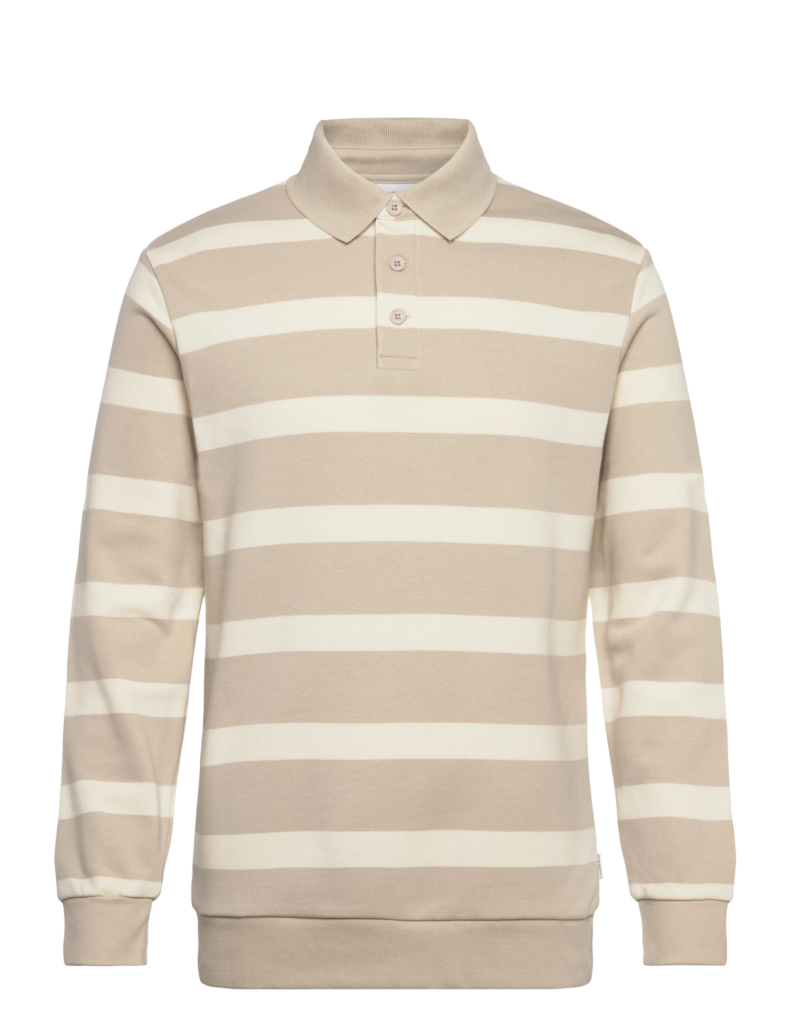 Lindbergh Striped polo sweatshirt L/S - Long-sleeved polos - SAND / beige