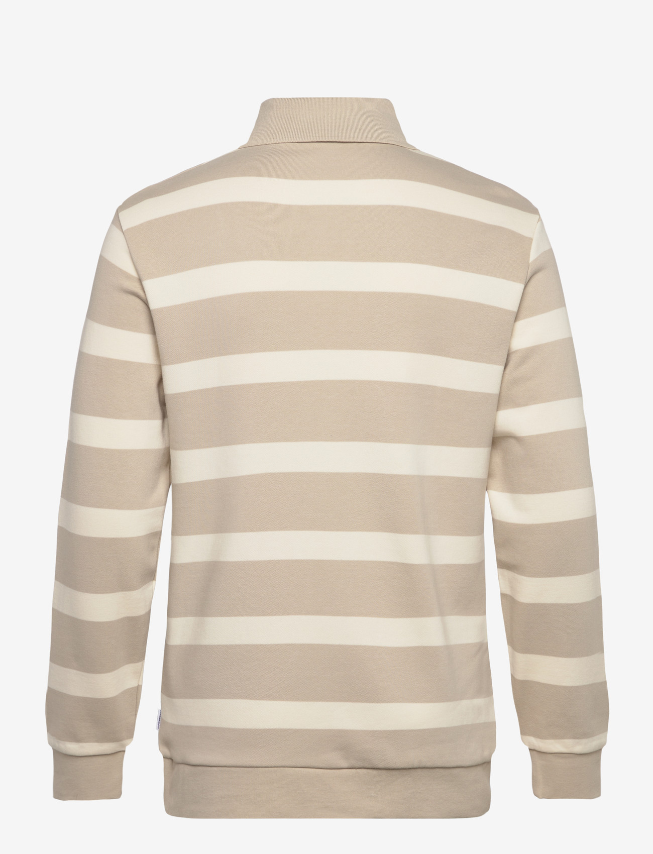 Lindbergh - Striped polo sweatshirt L/S - long-sleeved polos - sand - 1