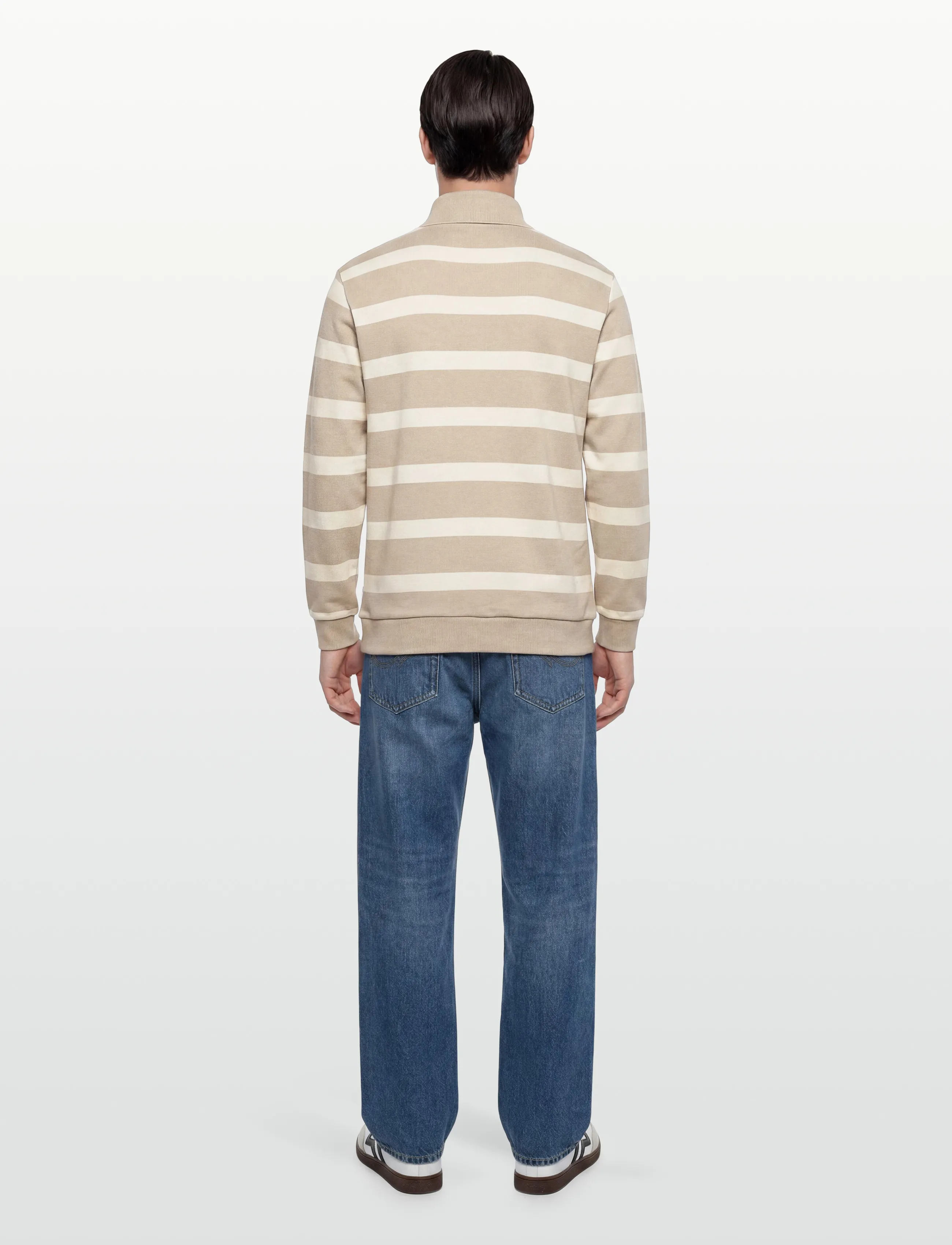 Lindbergh - Striped polo sweatshirt L/S - långärmade pikéer - sand - 4