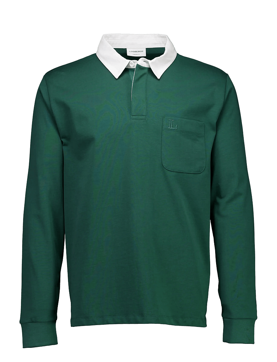 Lindbergh - Rugby sweat polo with logo L/S - dk green - 1