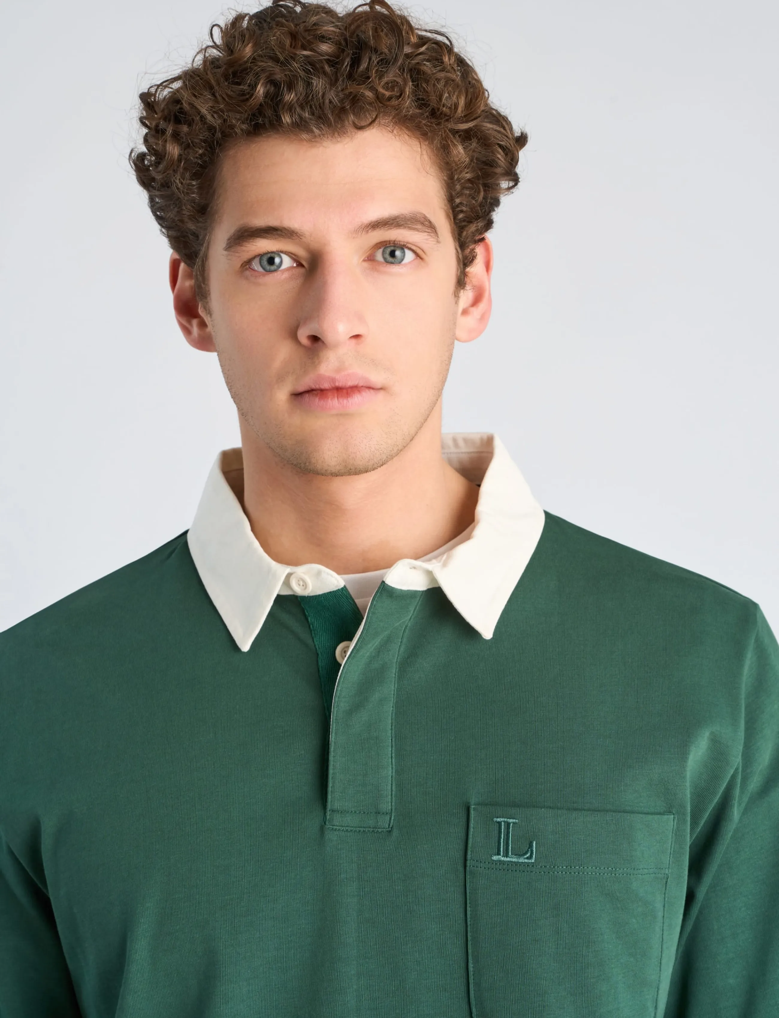 Lindbergh - Rugby sweat polo with logo  L/S - dk green - 5