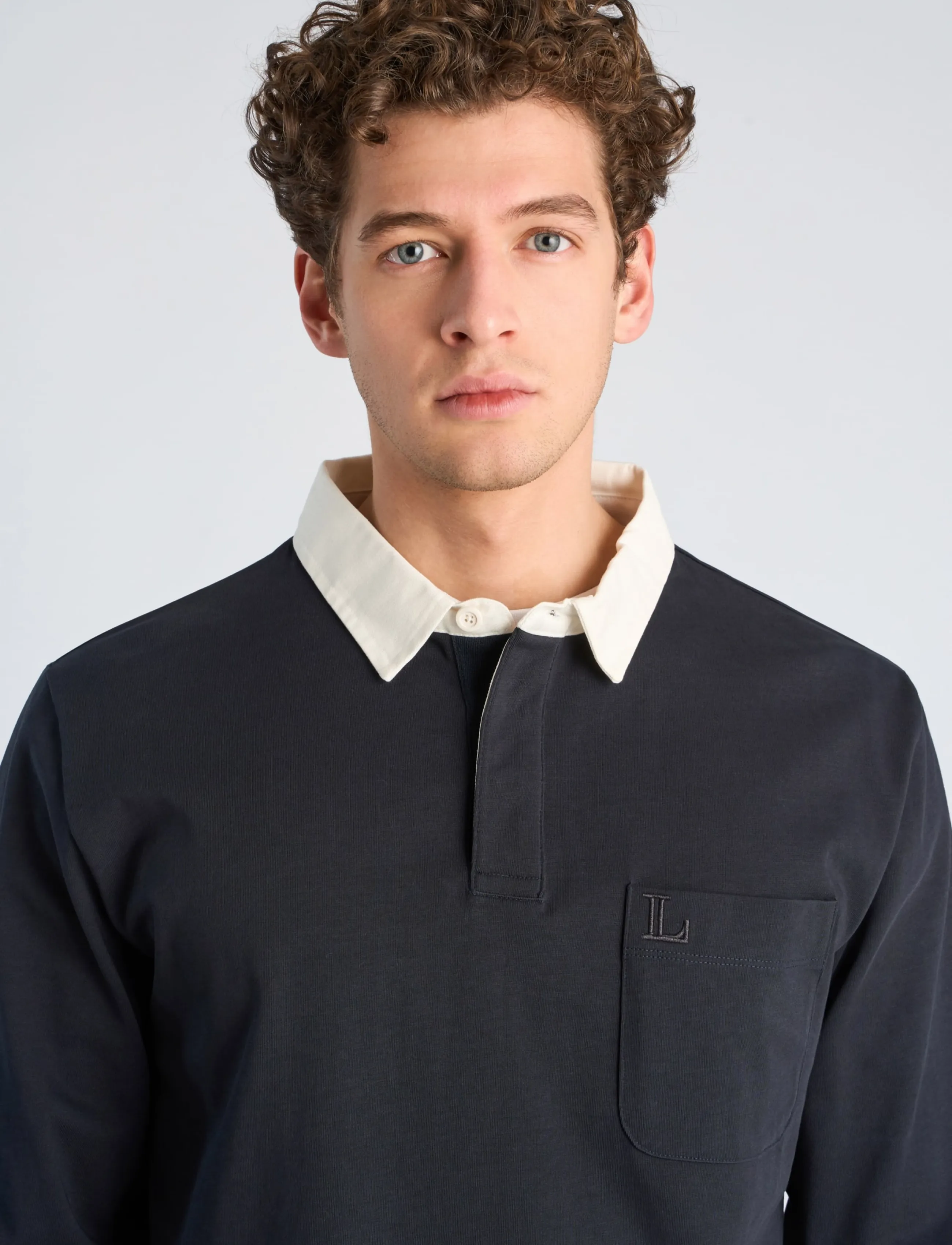 Lindbergh - Rugby sweat polo with logo  L/S - navy - 5