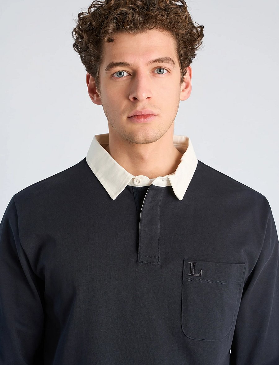 Lindbergh - Rugby sweat polo with logo L/S - navy - 5