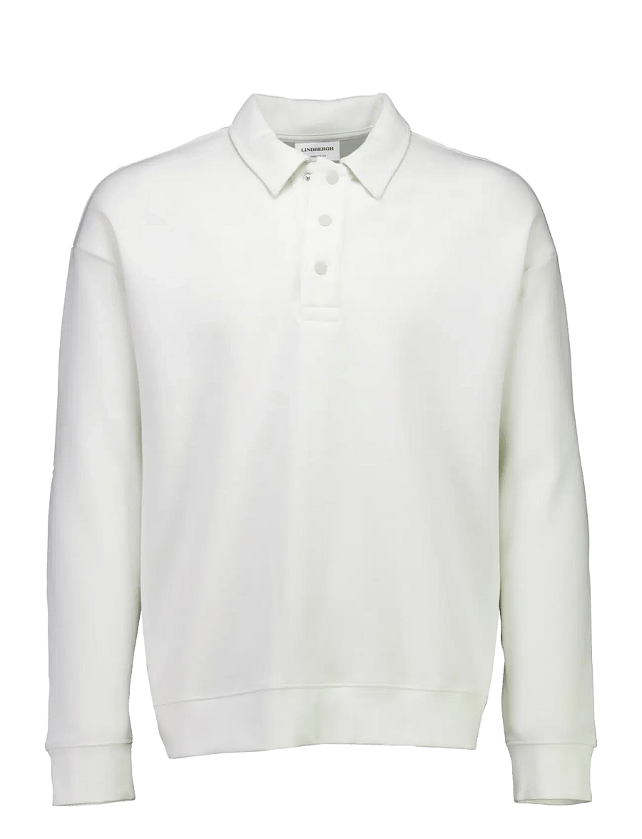 Lindbergh - Birdeye sweat polo L/S - langärmelige strick-polohemden - chalk white - 1