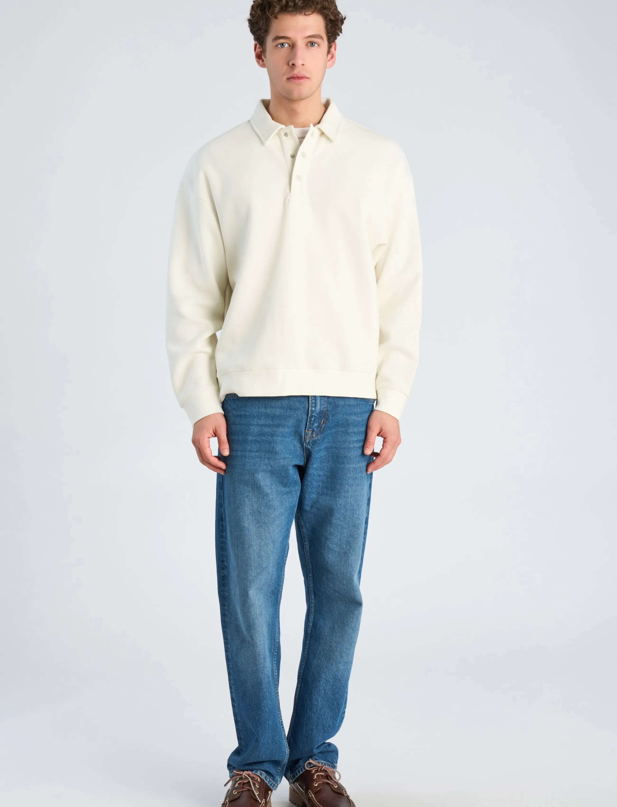 Lindbergh Birdeye sweat polo L/S - Lindbergh - CHALK WHITE / white