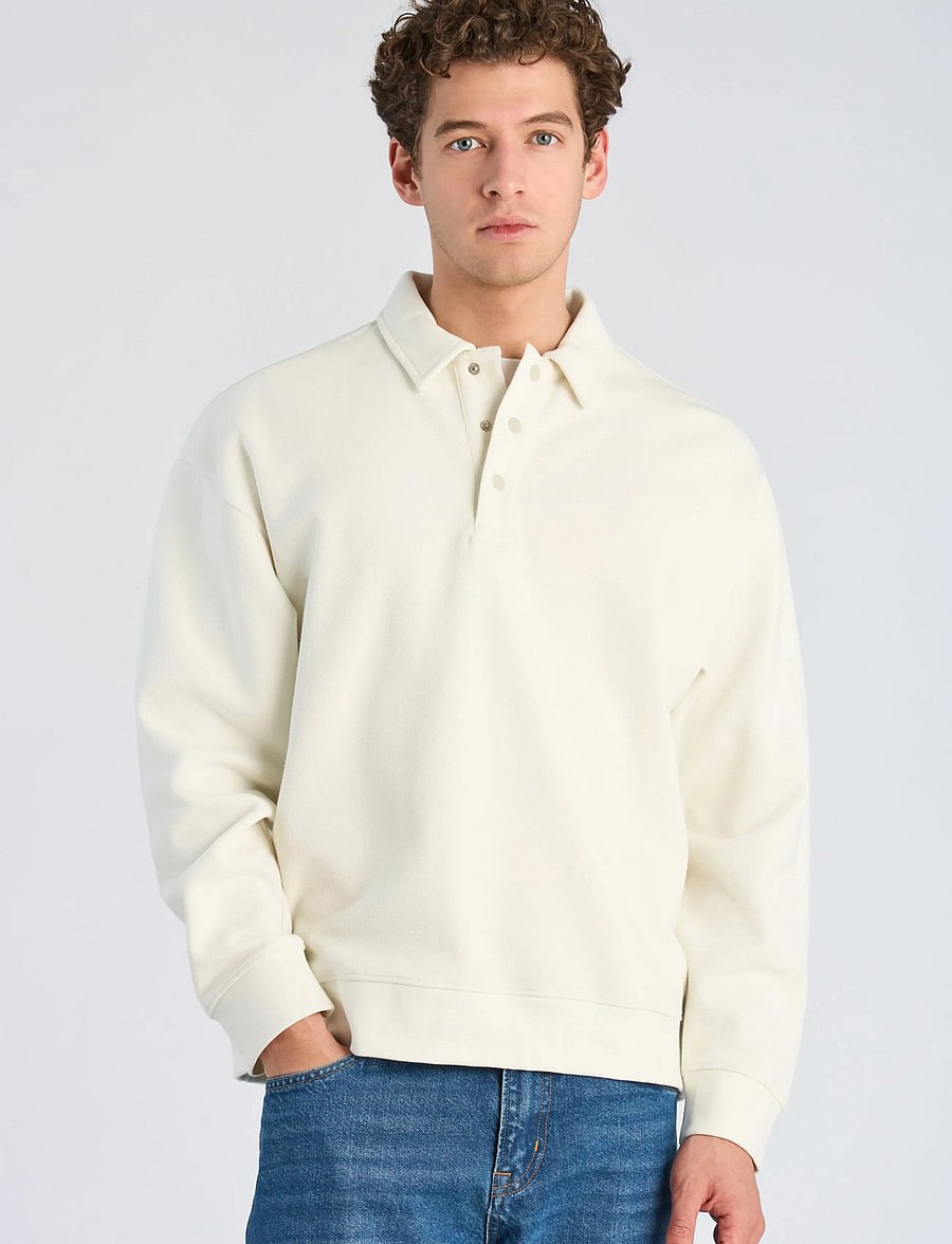 Lindbergh - Birdeye sweat polo L/S - langärmelige strick-polohemden - chalk white - 3