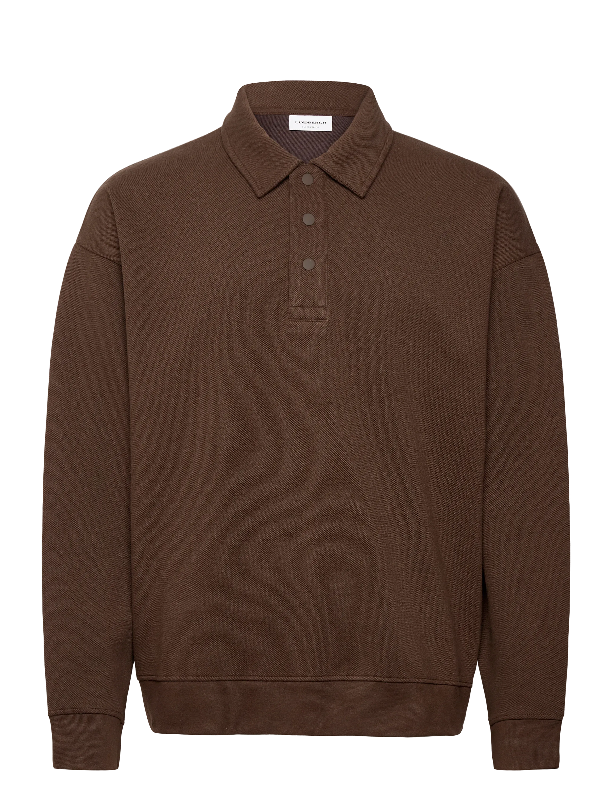 Lindbergh Birdeye sweat polo L/S - Langärmelig - DK BROWN / brown