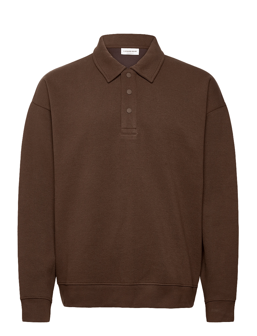 Lindbergh - Birdeye sweat polo L/S - langärmelig - dk brown - 0