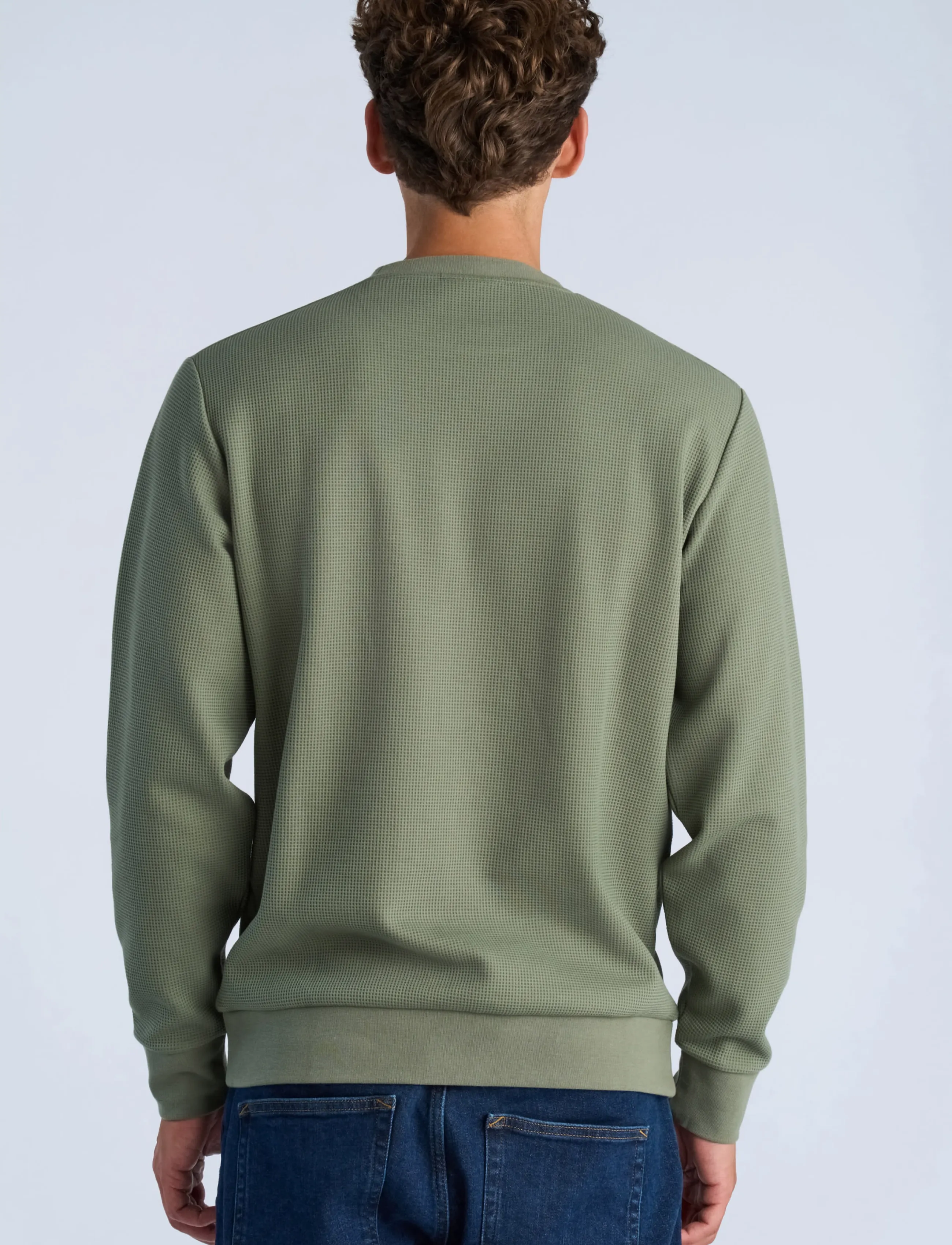 Lindbergh - Waffle crew neck sweat - autumn savings - lt dusty army - 4