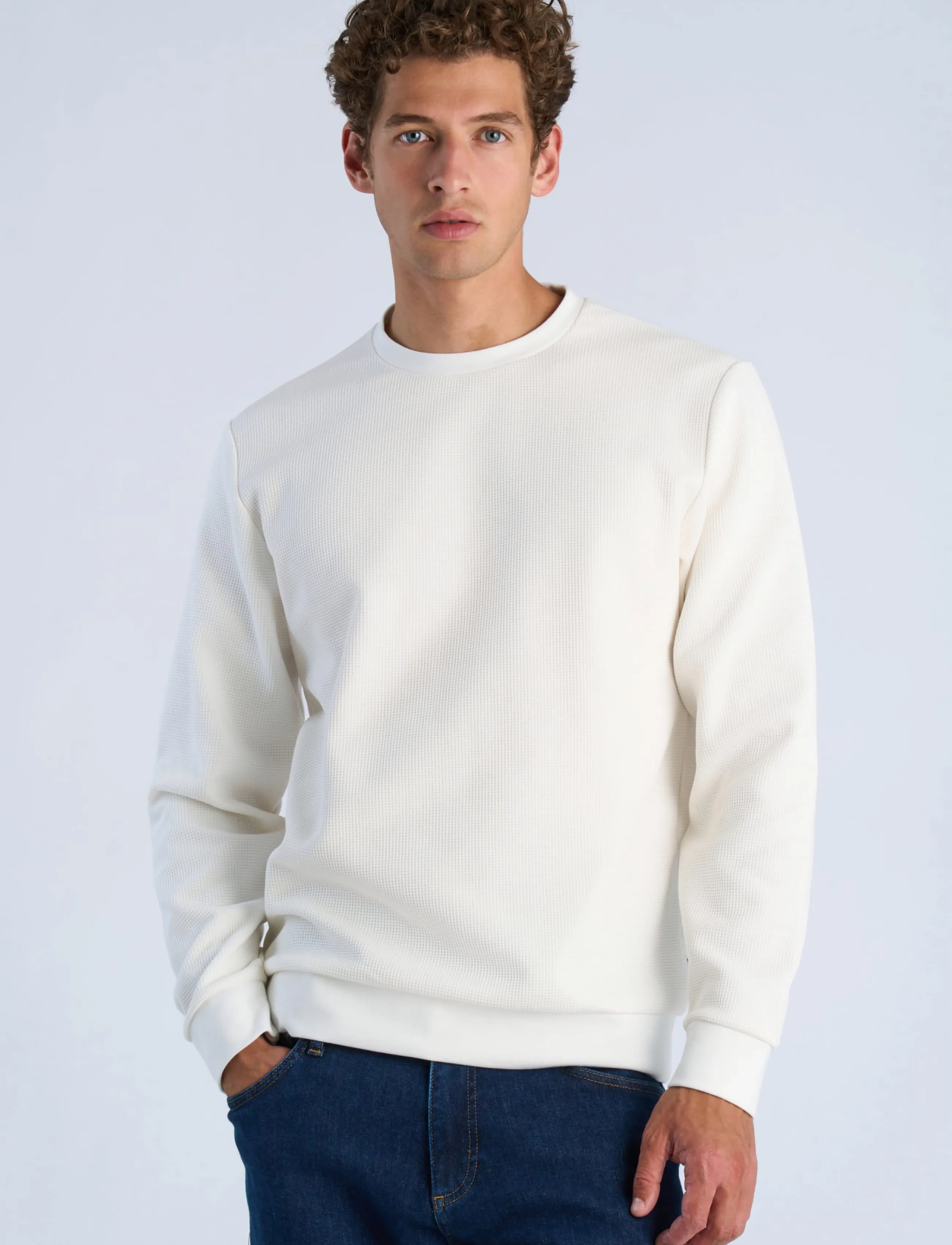 Lindbergh - Waffle crew neck sweat - autumn savings - off white - 3