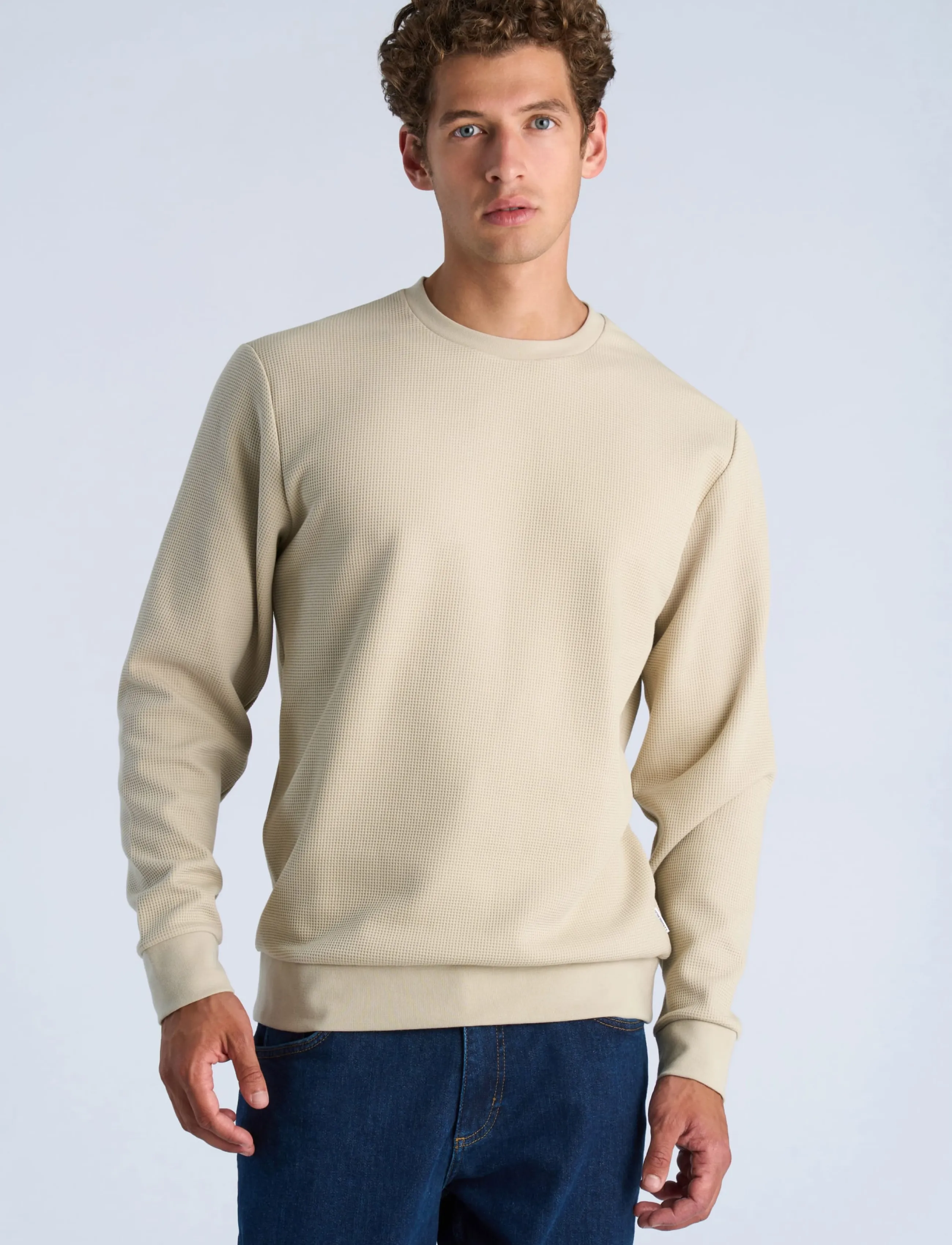 Lindbergh - Waffle crew neck sweat - autumn savings - sand - 3
