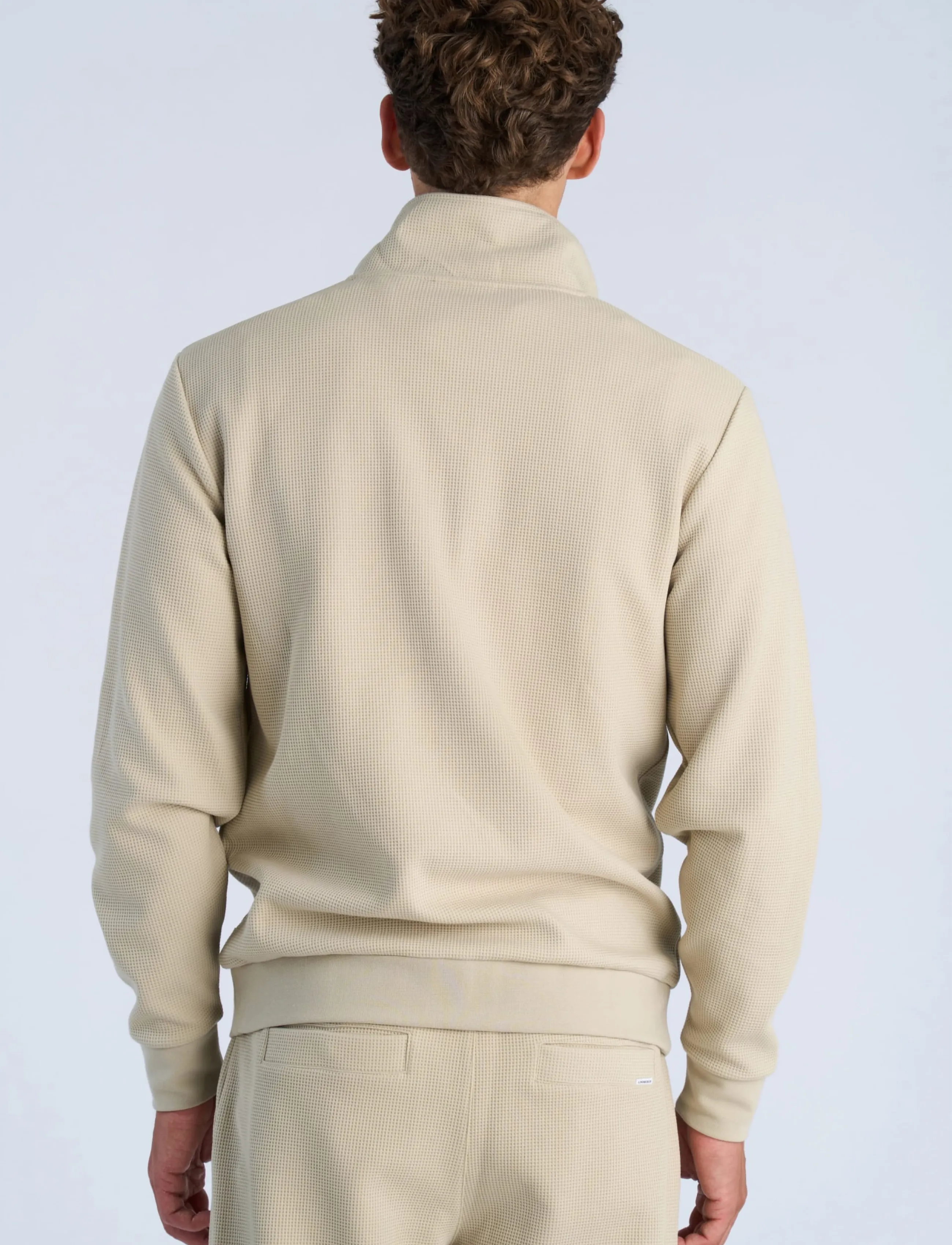 Lindbergh - Waffle full zip sweat - autumn savings - sand - 4