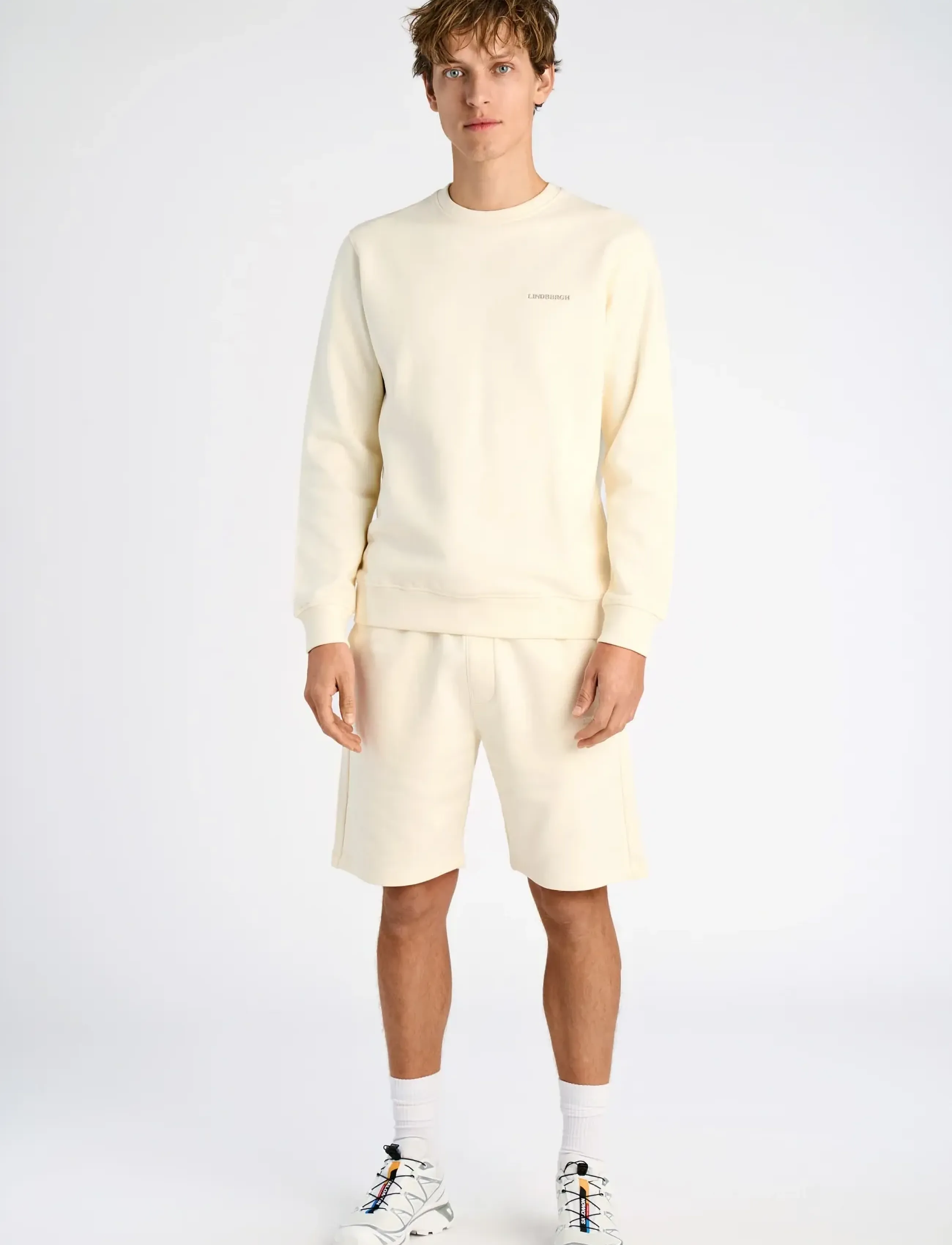 Lindbergh Logo sweat - Sweatshirts - VANILLA WHITE / cream