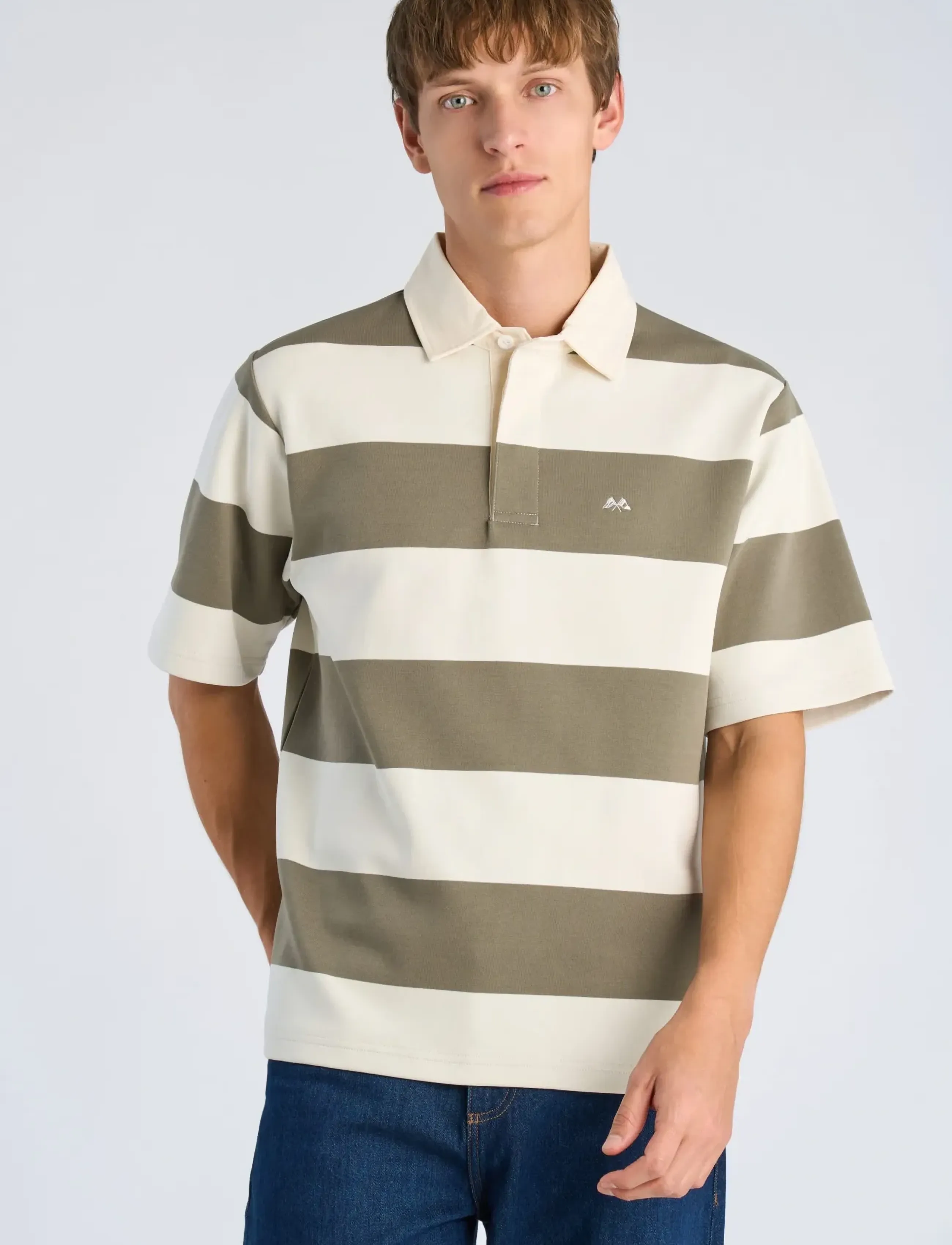 Lindbergh - Rugby polo sweat S/S - short-sleeved polos - dk olive - 3