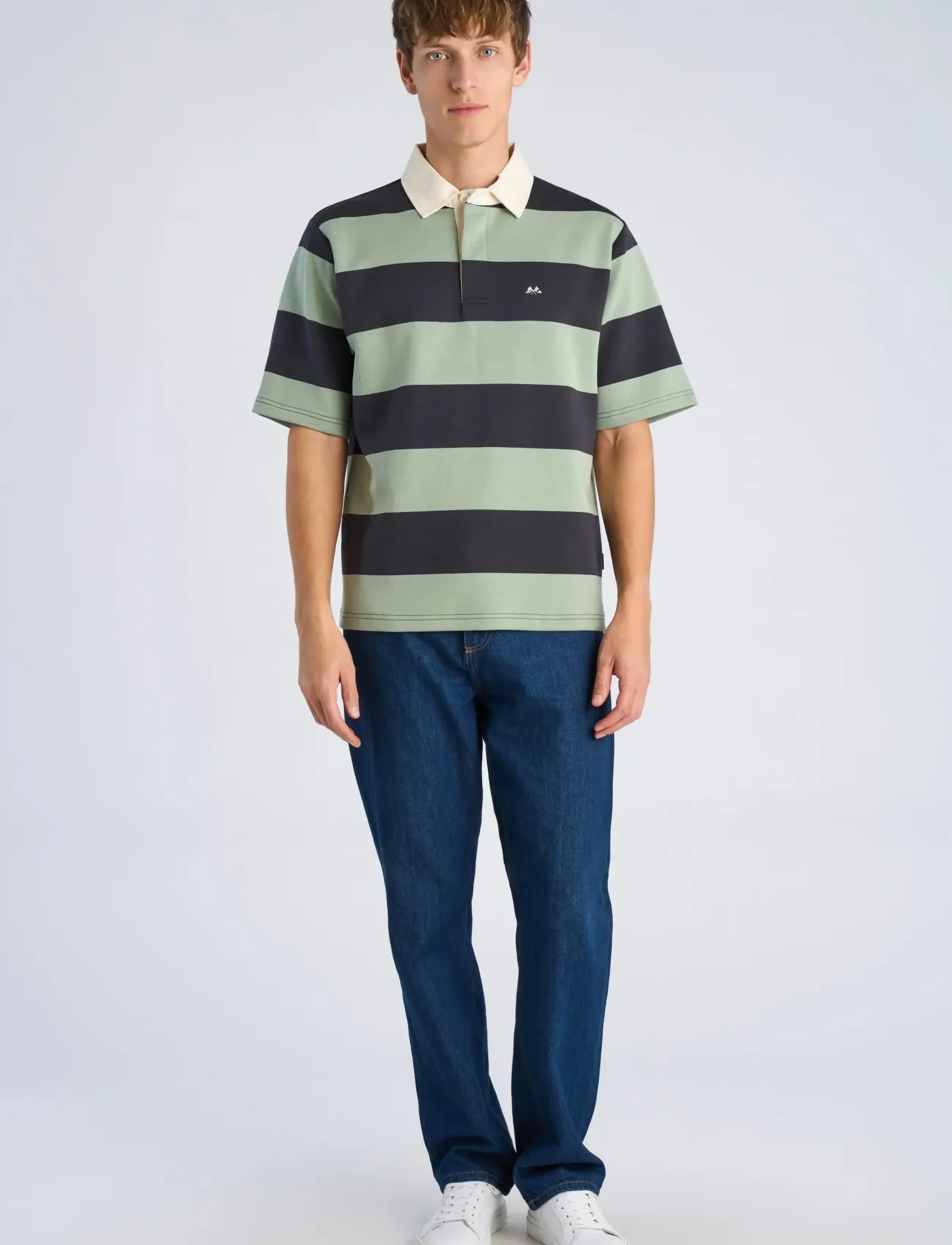 Lindbergh Rugby polo sweat S/S - Pikeepaidat - FADED GREEN / green