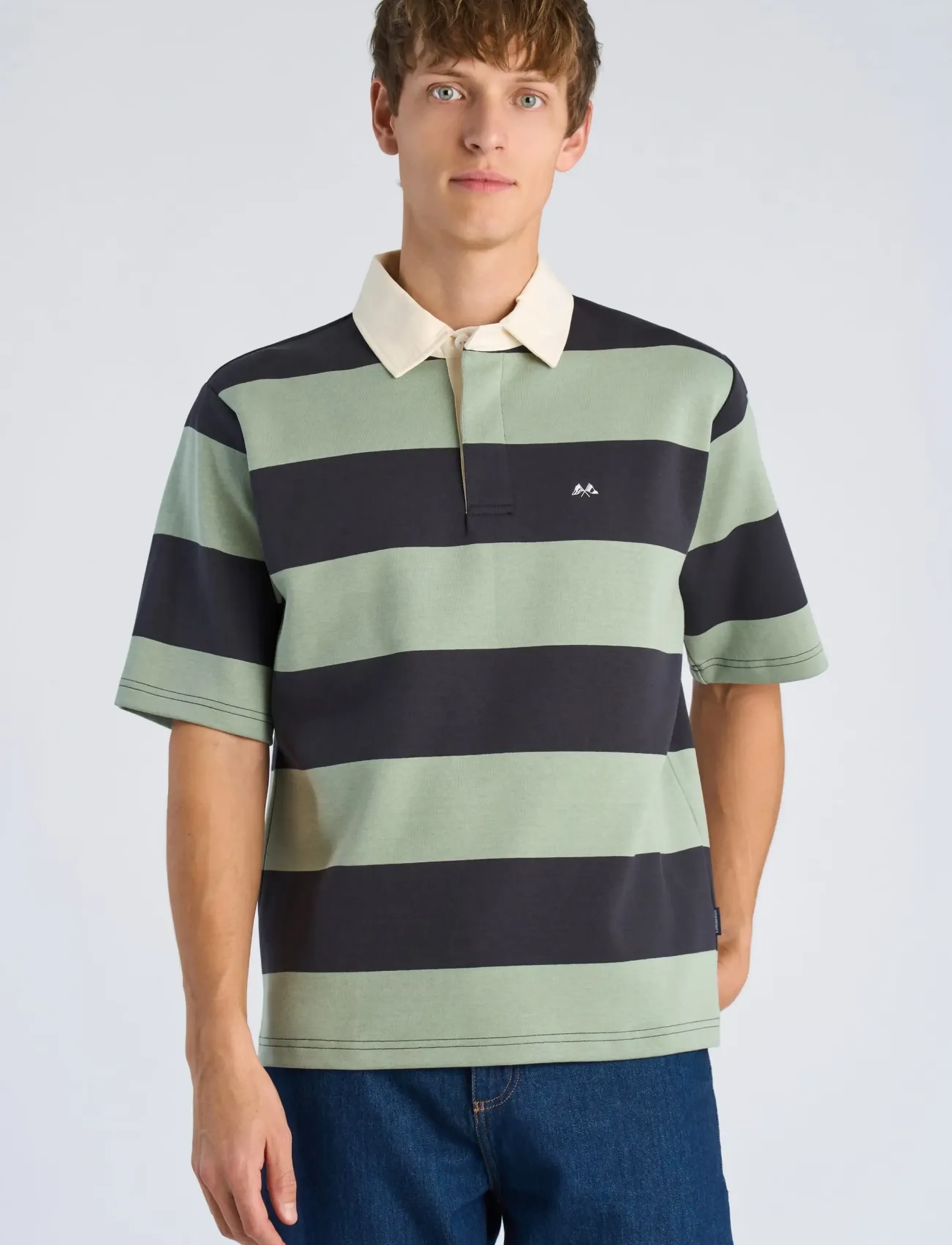 Lindbergh - Rugby polo sweat S/S - short-sleeved polos - faded green - 3