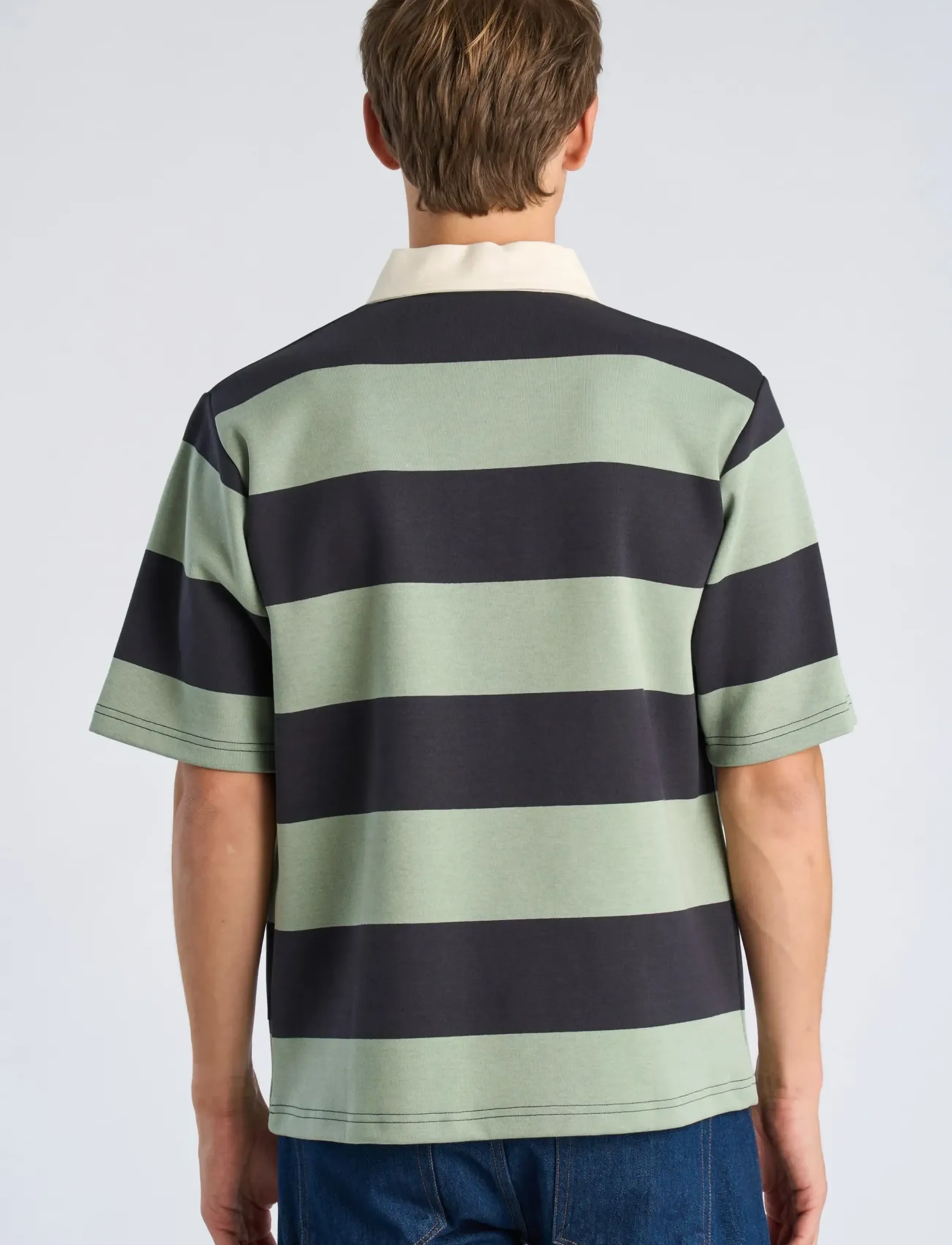 Lindbergh - Rugby polo sweat S/S - short-sleeved polos - faded green - 4