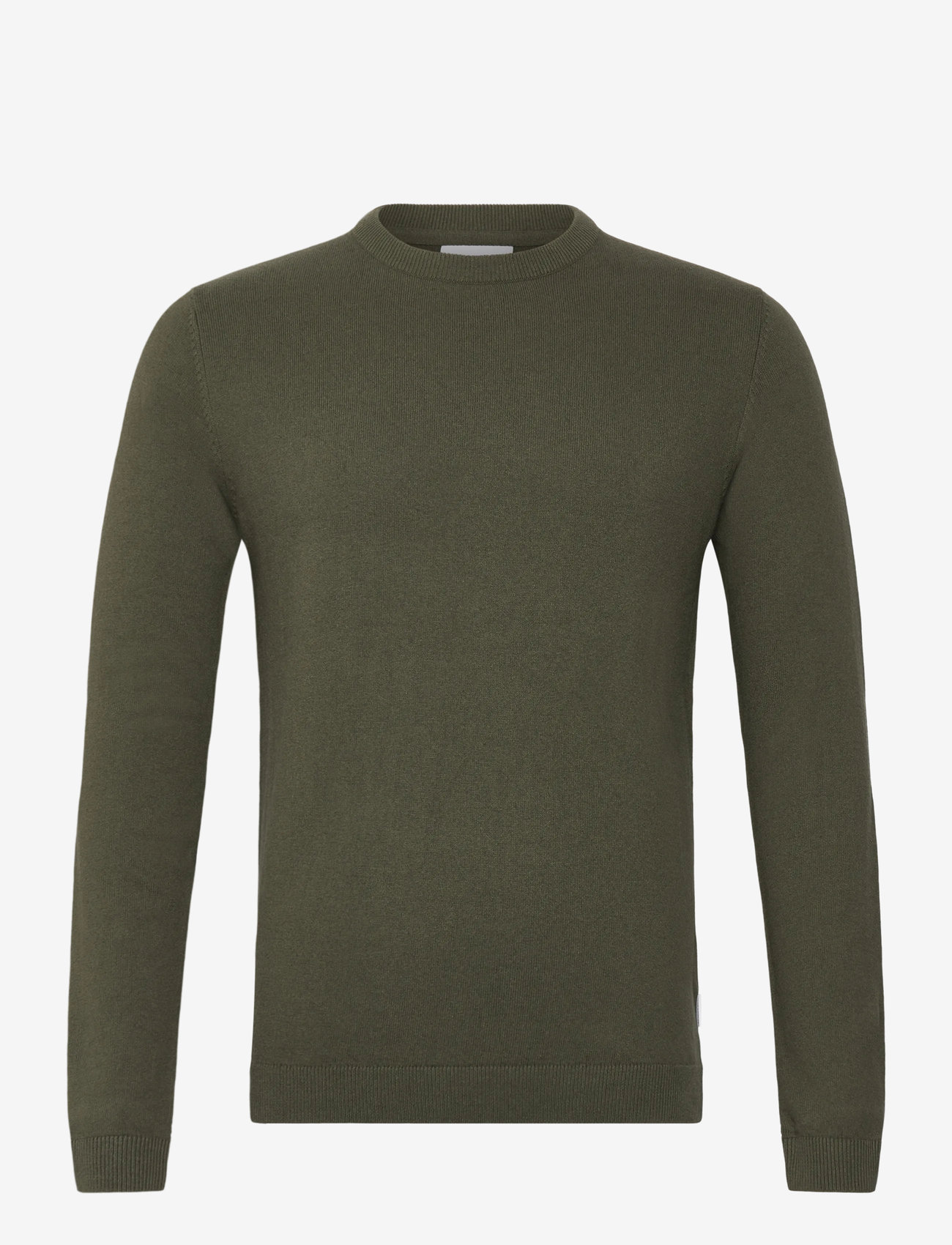 Lindbergh - 100% recycle knit round neck - rundhalsad - army mel - 1