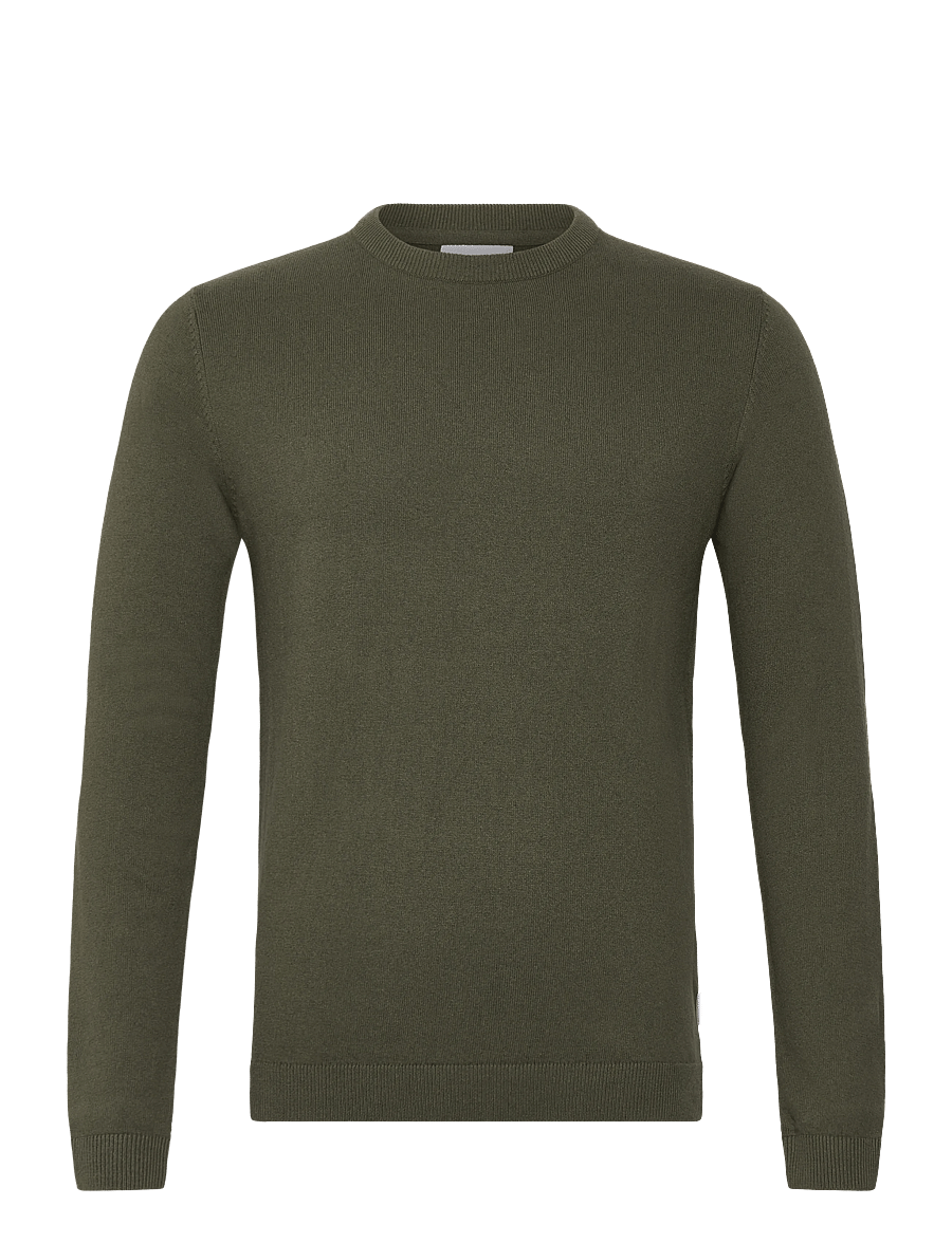 Lindbergh - 100% recycle knit round neck - rundhals - army mel - 1