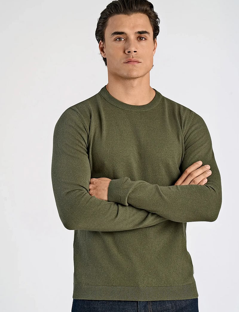 Lindbergh - 100% recycle knit round neck - rundhals - army mel - 0