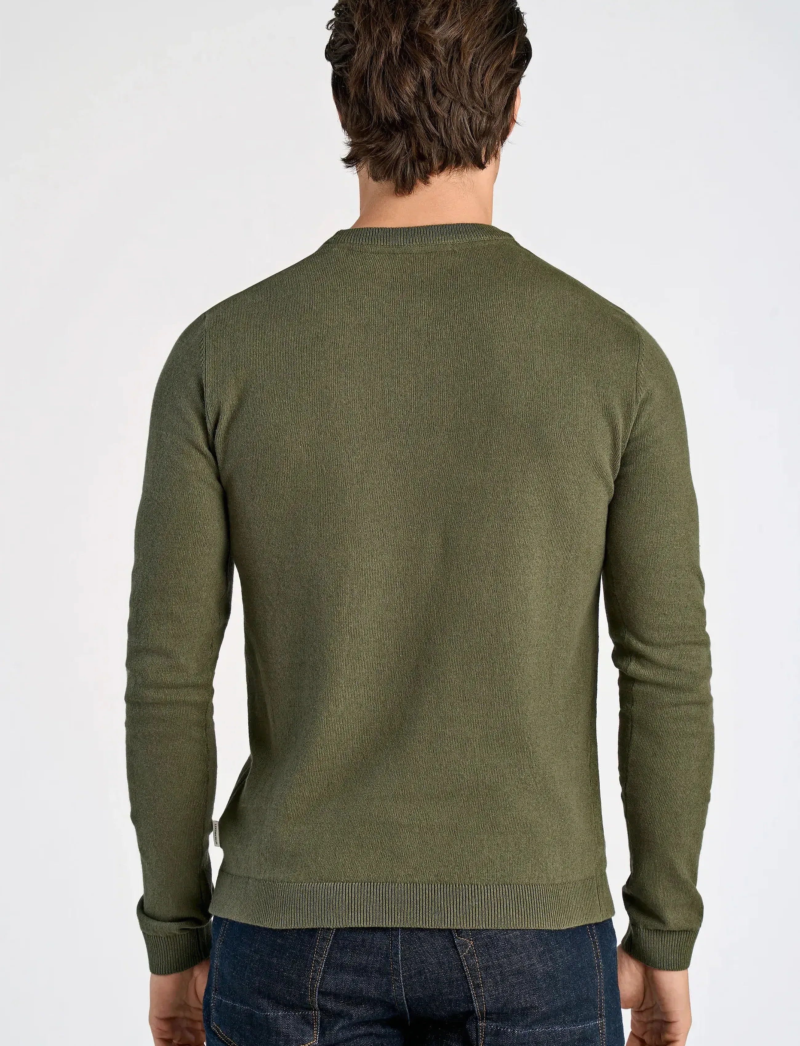 Lindbergh - 100% recycle knit round neck - round necks - army mel - 3