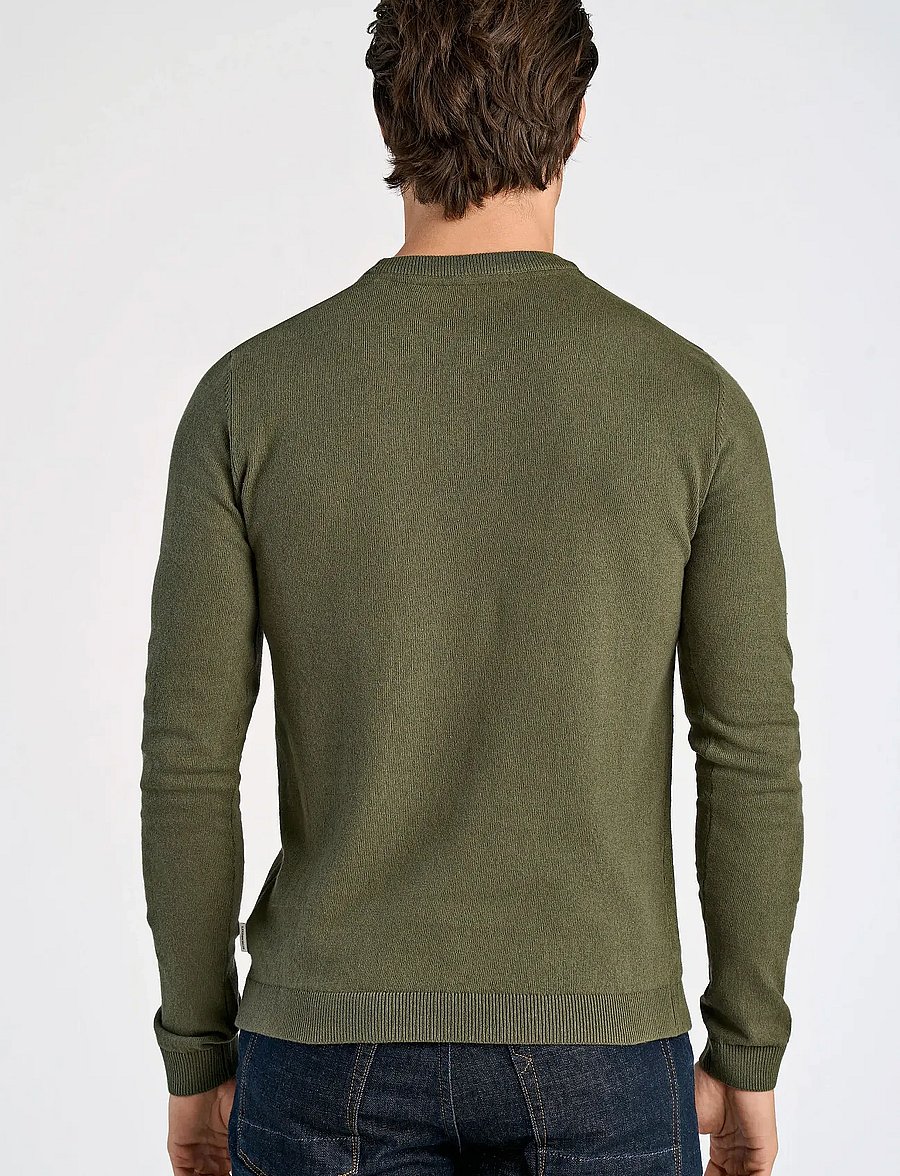 Lindbergh - 100% recycle knit round neck - rundhals - army mel - 3