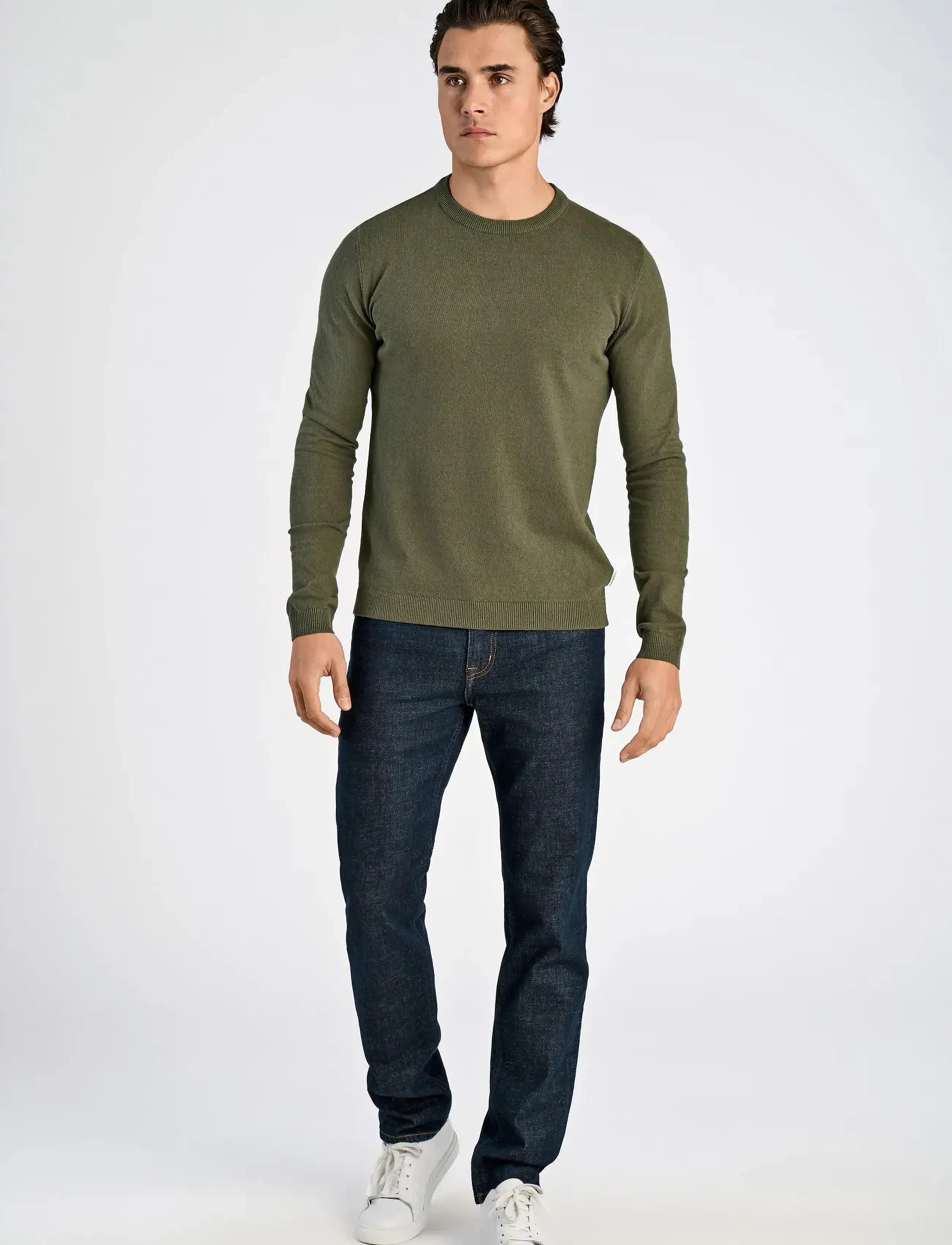 Lindbergh - 100% recycle knit round neck - round necks - army mel - 4